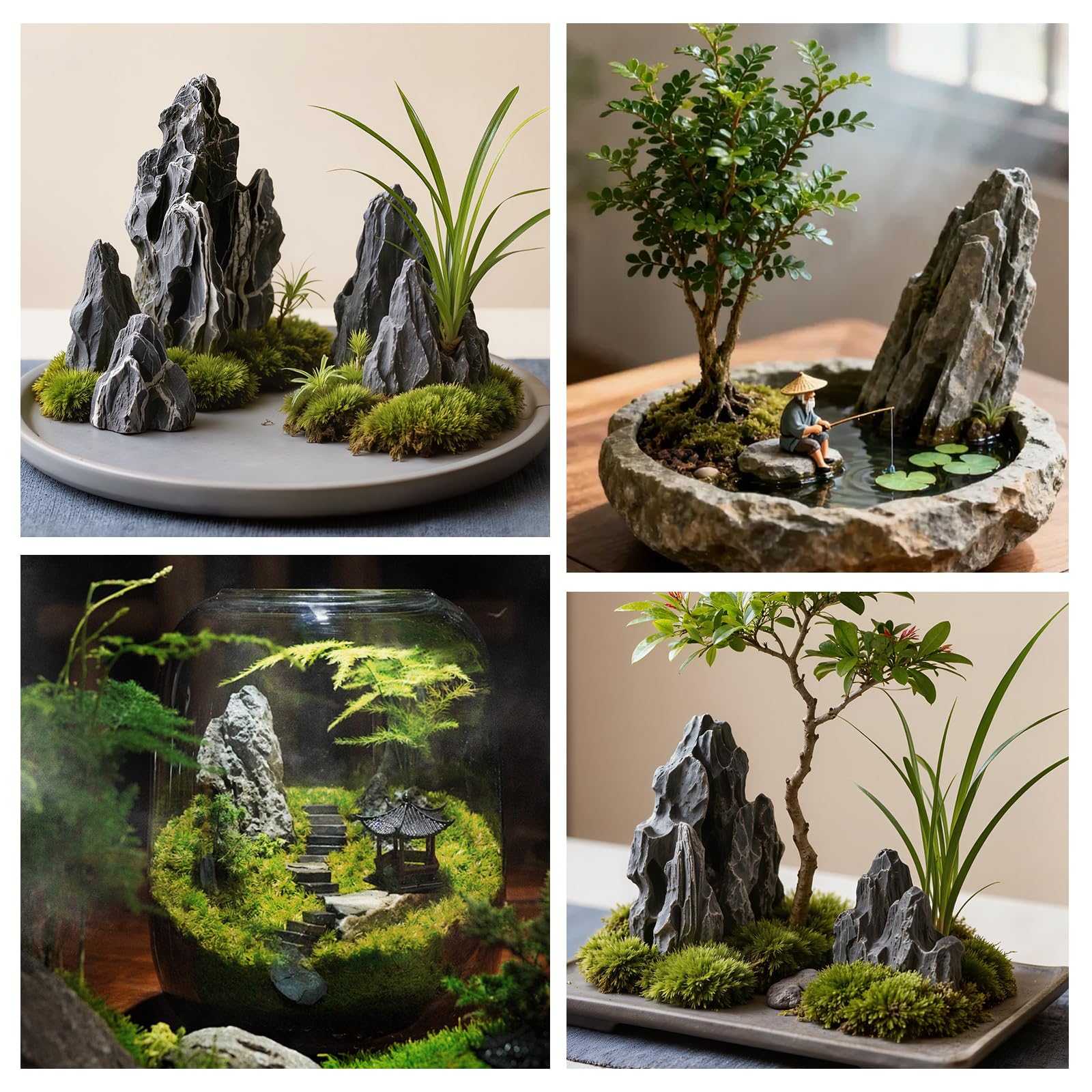 Pierres d'aquarium Mini Paysage Naturelles Seiryu Stone 3cm à 6 cm Mini Paysage 1 Kg Pierres Aquarium Décor Paysage Paludarium Habitat Amphibien