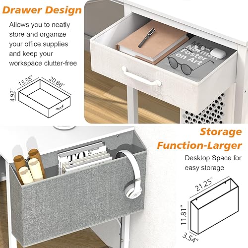 Miniatura 8 de Escritorio para computadora con cajón de 55 pulgadas para oficina en casa con almacenamiento, mesa de escritorio simple y moderna para trabajo, para
