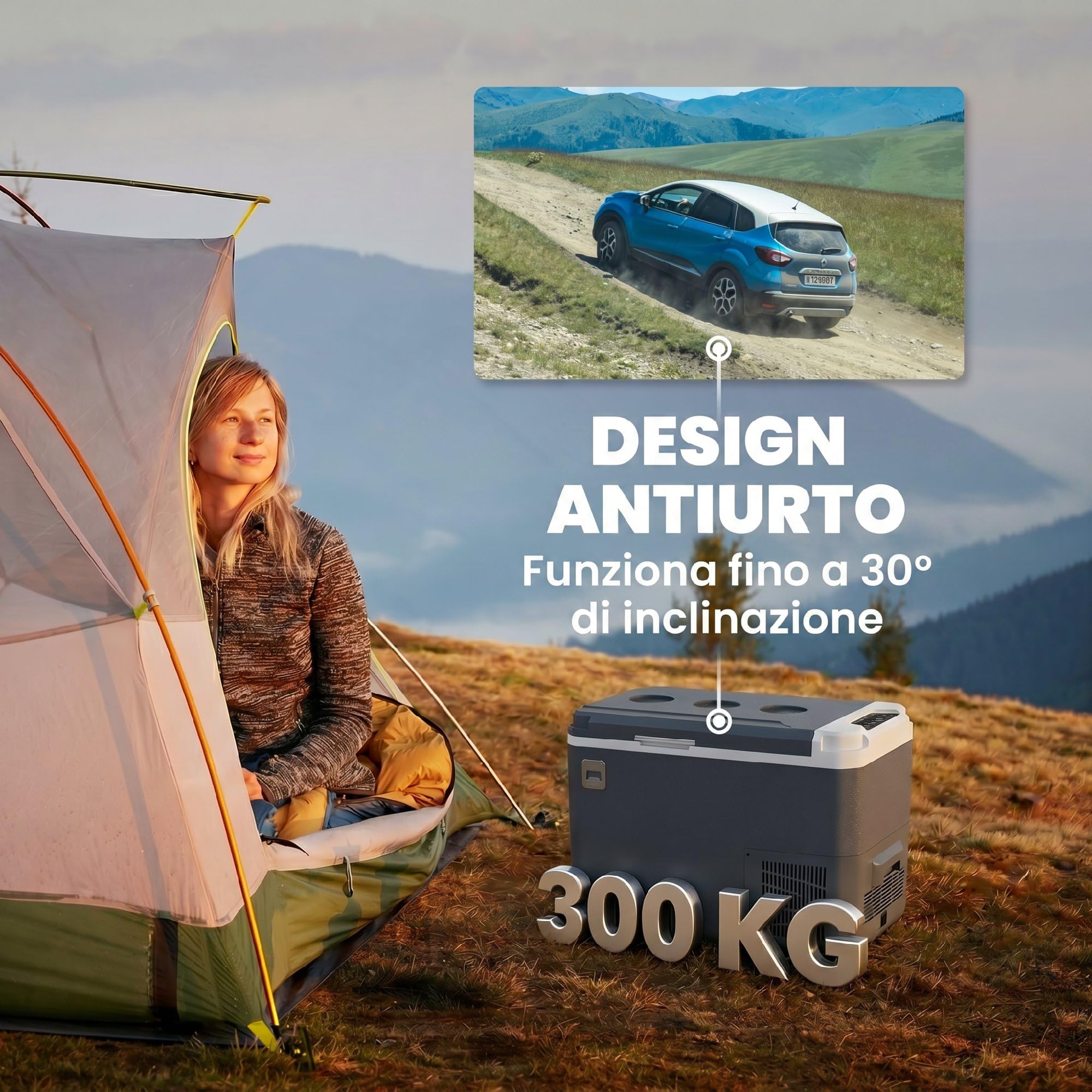 Outsunny Frigorifero Portatile per Auto 25L con Compressore, Frigo Portatile Elettrico Anti-Shock, APP Bluetooth, Maniglia, 12/24V DC e 100-240V AC, -20°C a 20°C, per Campeggio Camion Barca Camper
