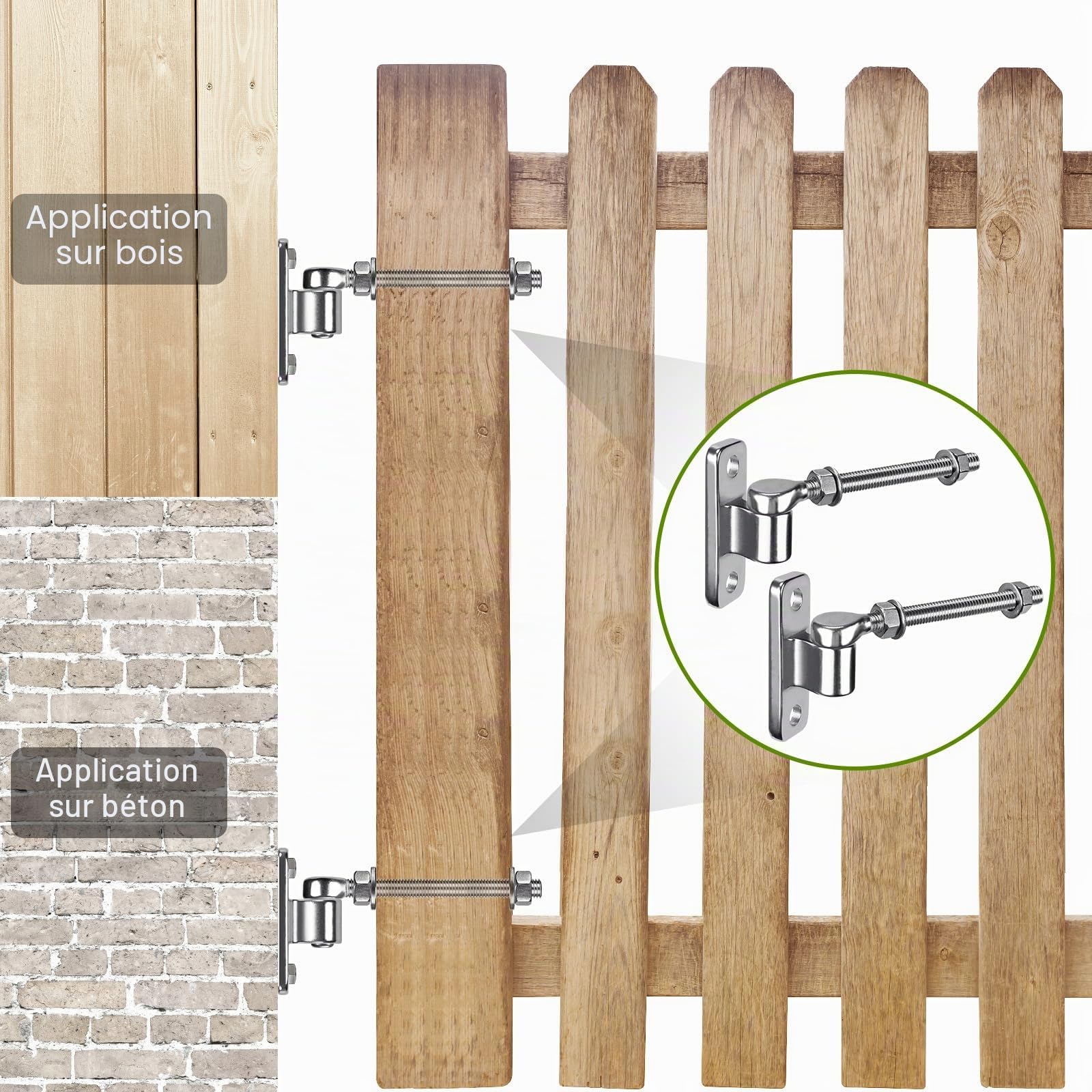 Insaga Charnières de Portail, M12 Quincaillerie de Portail de Jardin Robuste 4pcs 16mm Crochet pour Boulon de Suspension en métal sur Plaque pour Portail de Ferme/Clôture en Bois/Allée, 440lbs/25.4cm