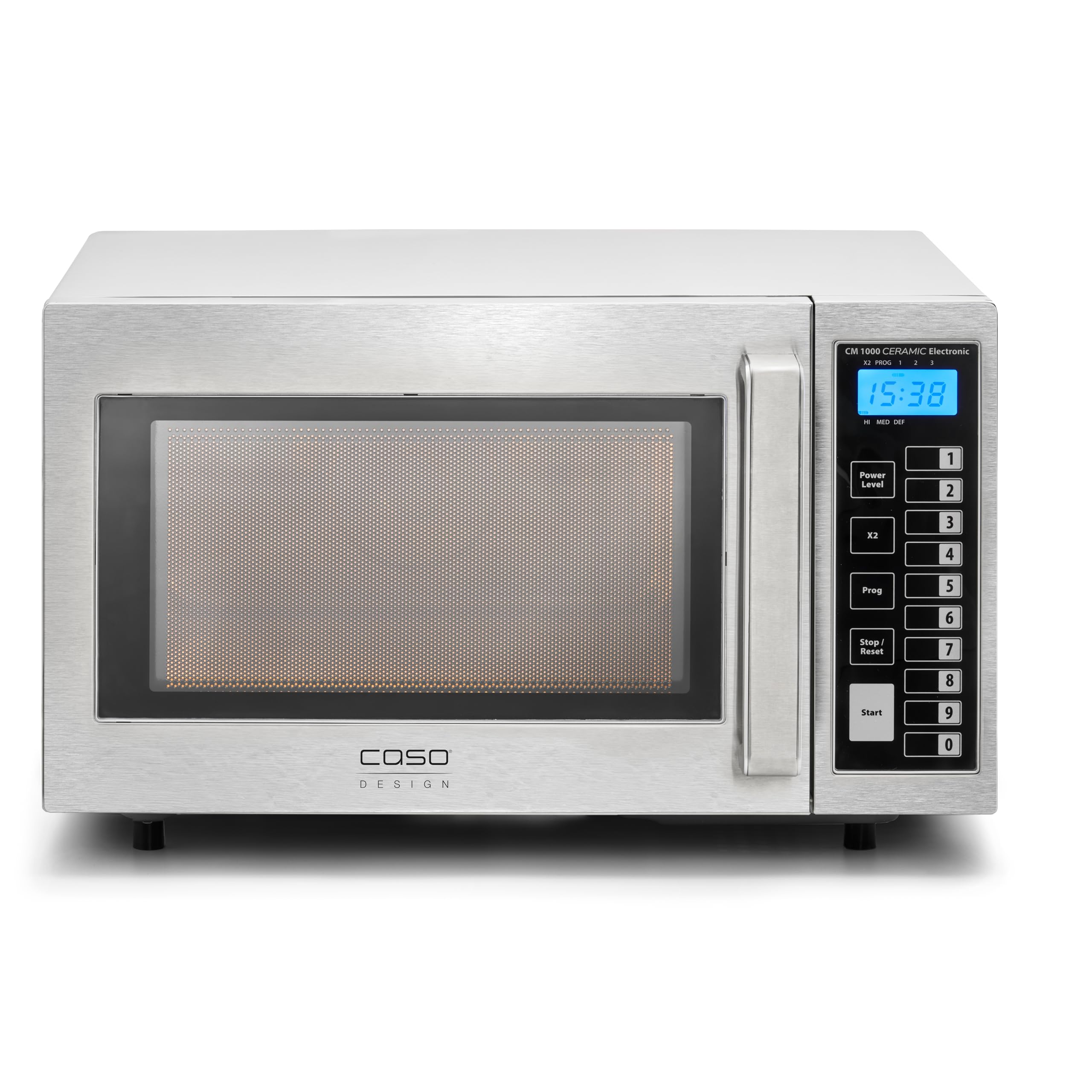 CASO CM1000 Ceramic Electronic - Microonde commerciale per ristorazione, forno a microonde, 1000 Watt, 25 litri, 6 livelli di potenza, fondo Casotek, timer fino a 60 minuti