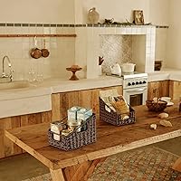 Vista 7 de GRANNY SAYS Cestas de almacenamiento de mimbre, cesta de mimbre impermeable con asas, contenedores de almacenamiento tejidos trapezoidales