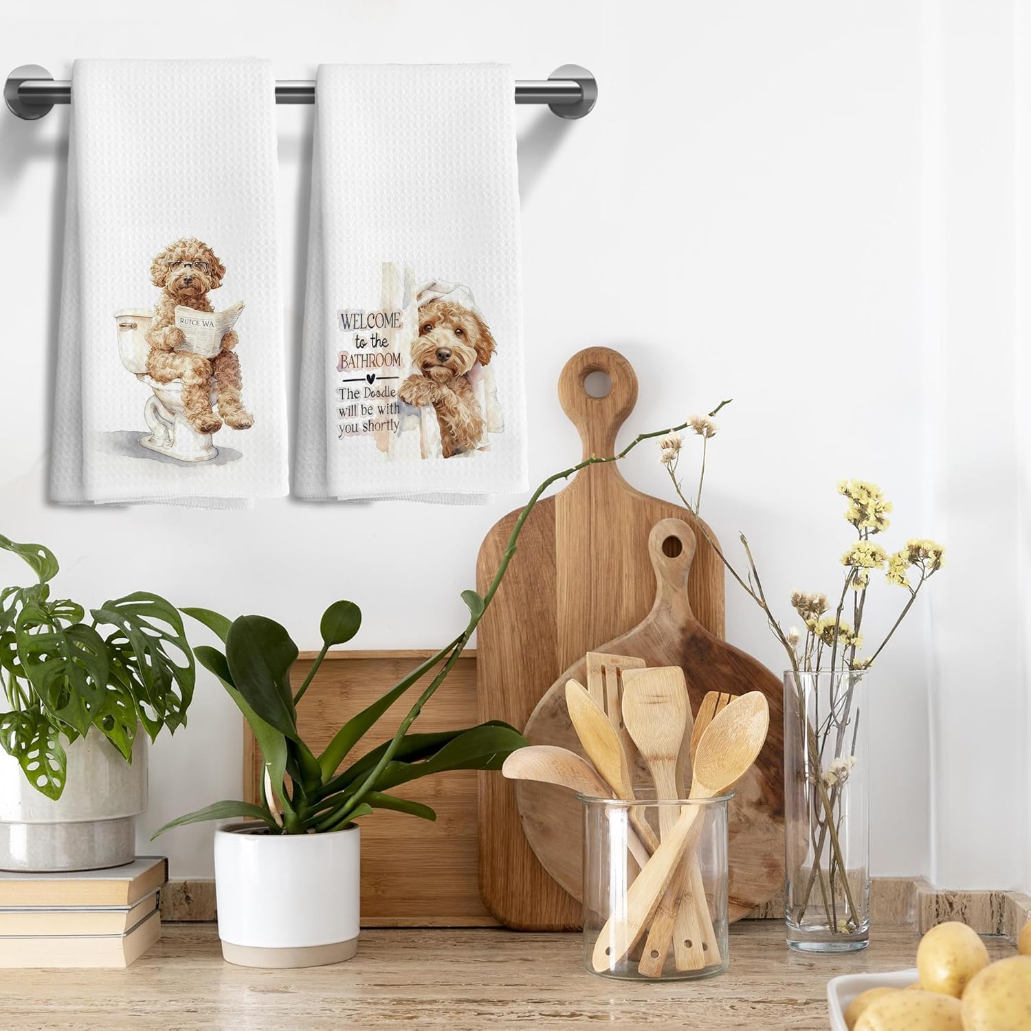 Funny Goldendoodle Bathroom Hand Towels Set of 2, Goldendoodle Gifts, Dog Bathroom Decor,Funny Dog Decorative Hand Towels for Restroom Washroom,16x24 Inch - Image 7