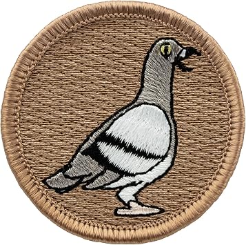 Pigeon Patrol Patch - 2" Diameter Round Embroidered Patch Peel & Stick Adhesive