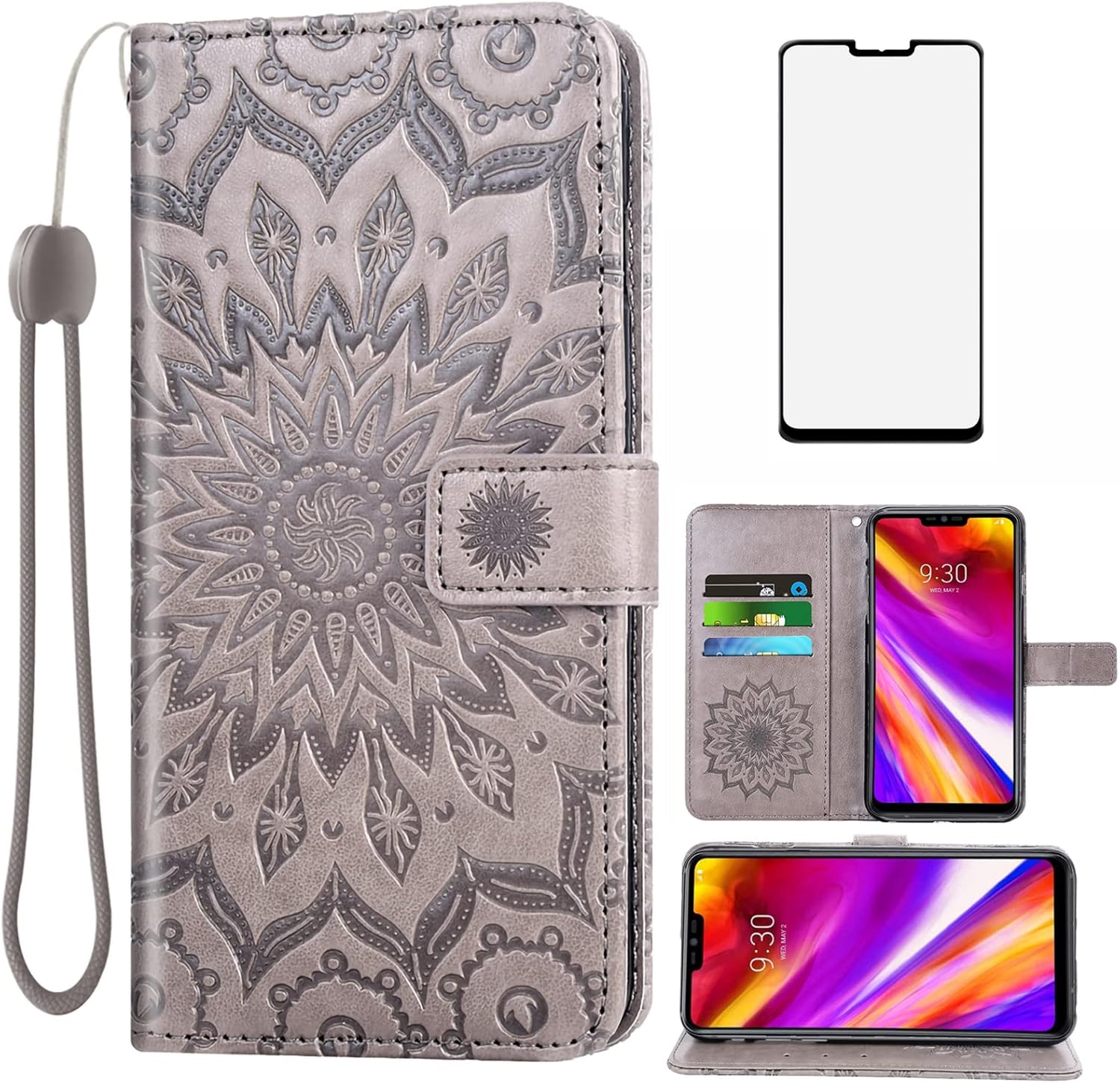 LG G7 ThinQ Wallet Case with Tempered Glass Screen Tunisia Ubuy