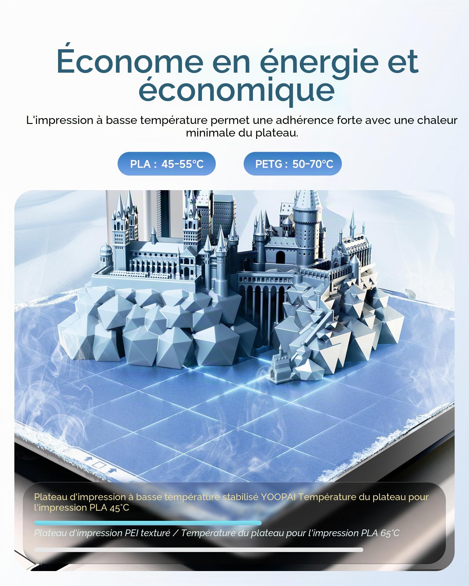 YOOPAI Plaque de Impression à Froid 257 x 257 mm pour Imprimante 3D Bambu-Lab X1 X1C X1E P1P P1S A1, Ruban anti-déformation avec revêtement UltraTack, Bleu