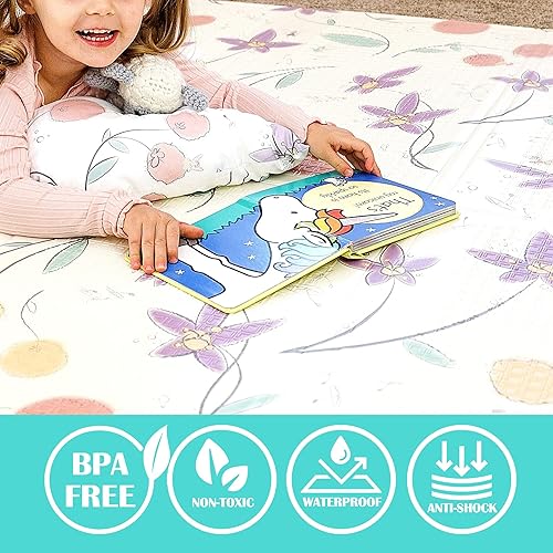 Miniatura 4 de JumpOff Jo Alfombra de juego para bebés, alfombra de juego grande de espuma plegable para bebés, bebés, niños pequeños, impermeable, doble cara (70