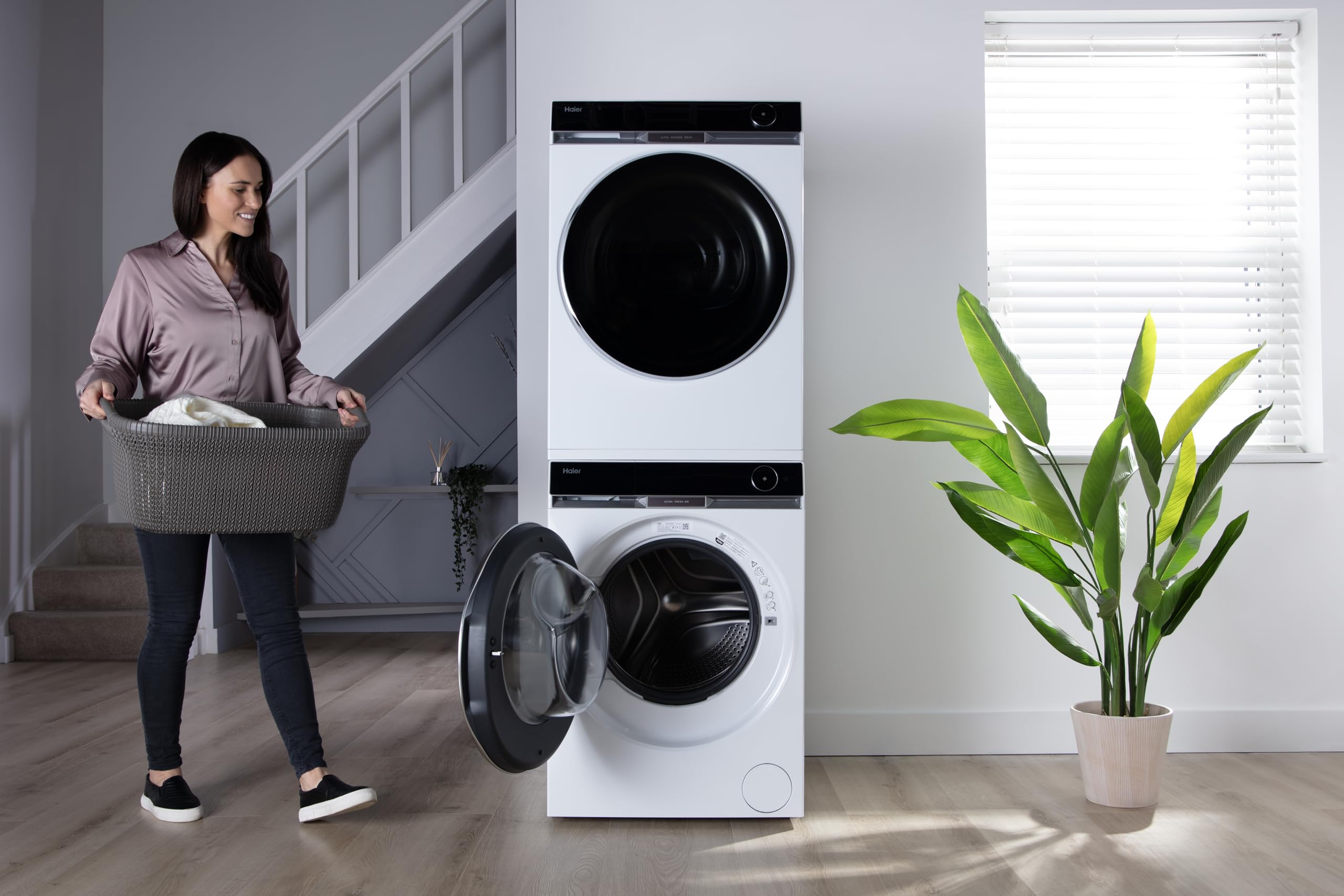 Haier X11 kit de apilamiento para lavadora y secadora: ahorro de espacio, soporte de fácil instalación, antivibración, integración perfecta con sus modelos Haier X11