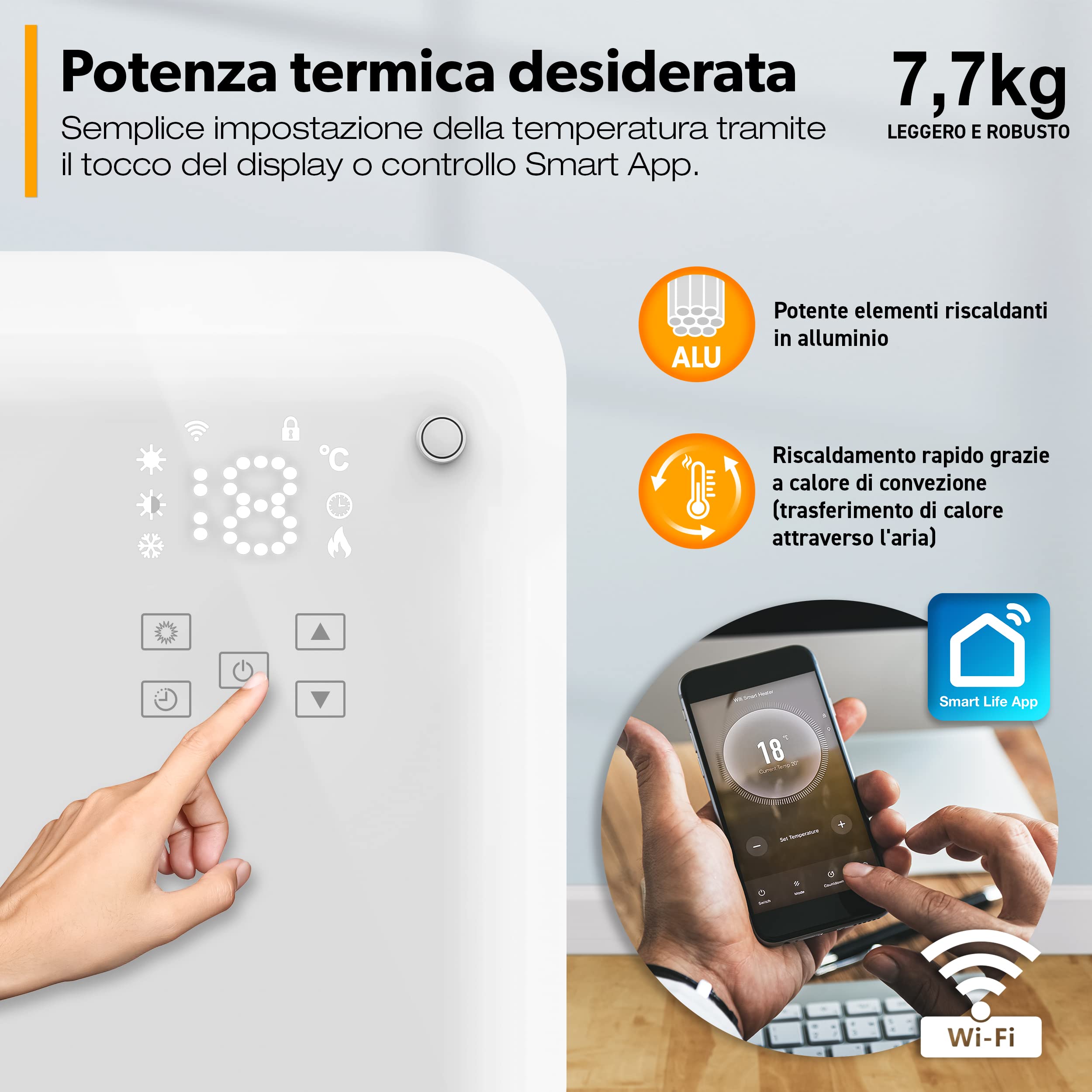 Termoconvettore Da Pavimento Con Termostato E Funzione Turbo 2000 W - Foto 7