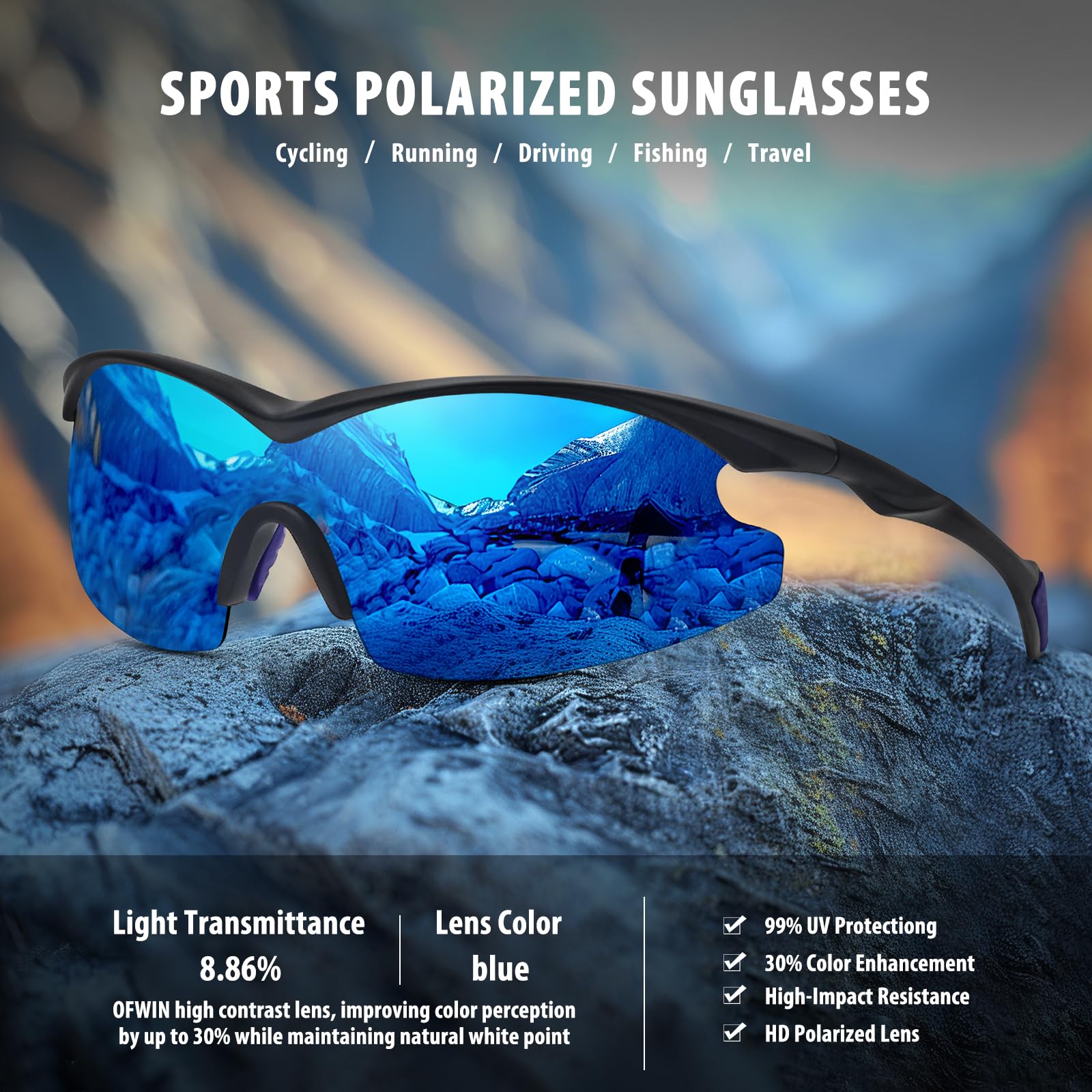 Polaryzacyjne sportowe okulary przeciwsłoneczne mężczyźni kobiety wędkarstwo turystyka jazda na rowerze owijane wokół pół oprawki okulary przeciwsłoneczne ochrona UV
