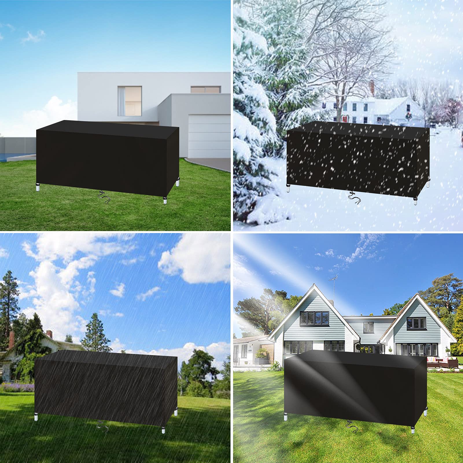 Coperture per Mobili da Giardino Impermeabile 280x120x85cm Nero Copertura Tavolo Esterno 420D Panno Oxford, Copertura Protettiva per Mobili da Patio, Telo Copri Protettivo per Tavolo Sedie e Divano