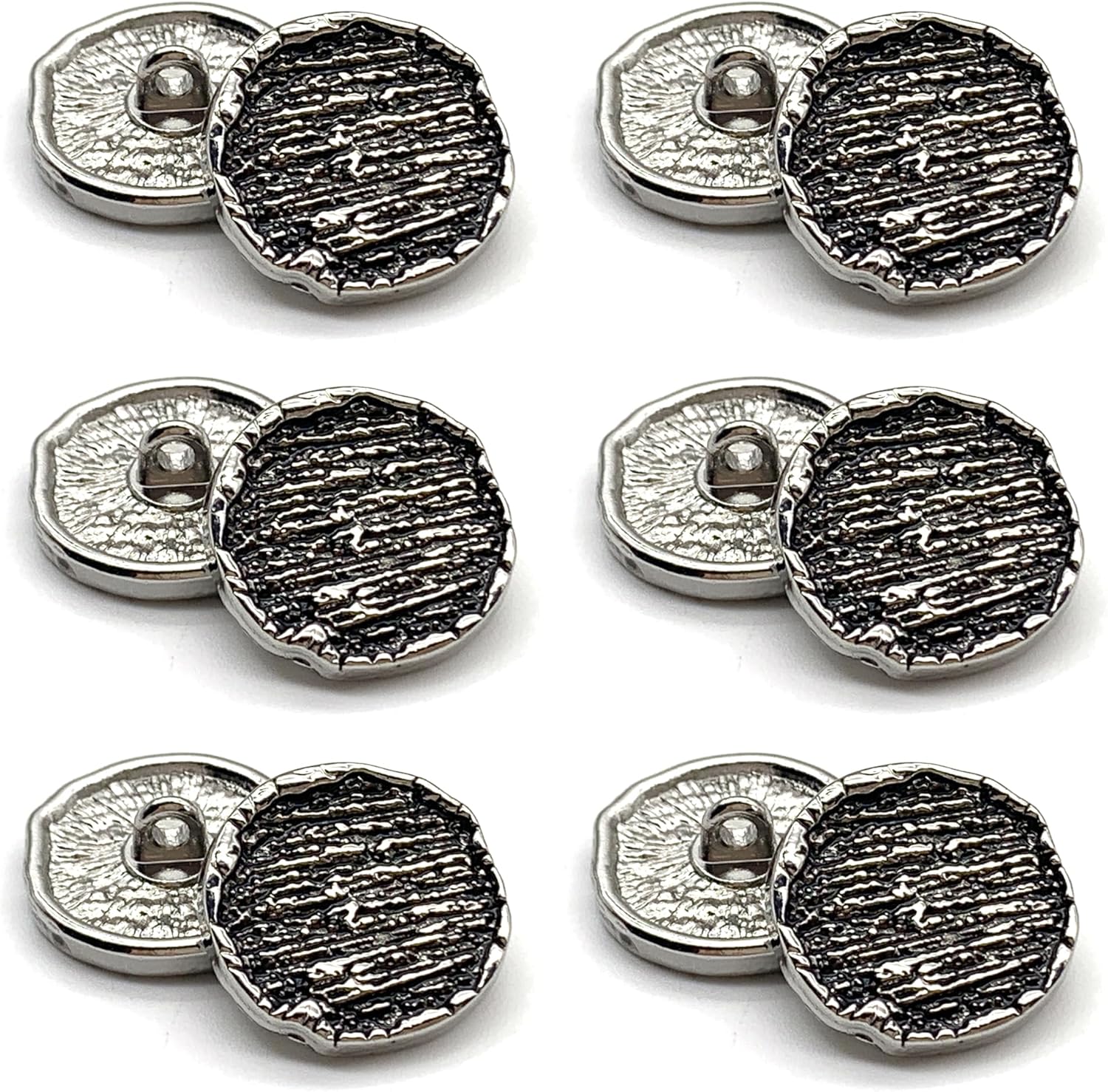 DHER 12 Pcs Round Buttons, Metal Buttons for Coat or Dress Button Round Metal Buttons Fashion Metal Buttons High Buttons Decorative Hand Sewing Buttons (Vintage Silver, 17.5mm)