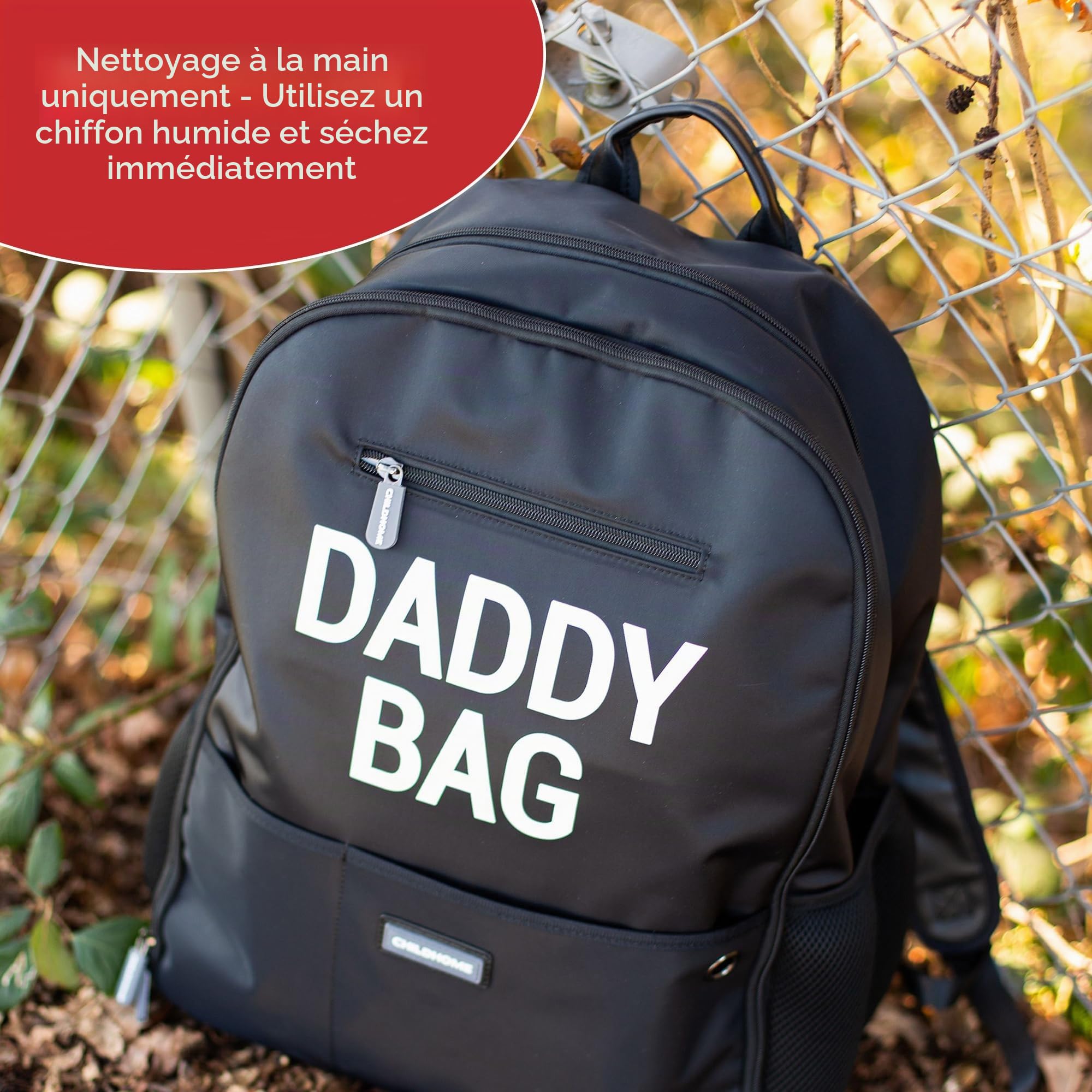 CHILDHOME, Sac À Dos À Langer, Sac Voyage, Grande Contenance, Fonctionnel, Design Belge, Dos Mesh Respirant, Matelas À Langer Pliable, 35 l, Daddy Bag, Noir