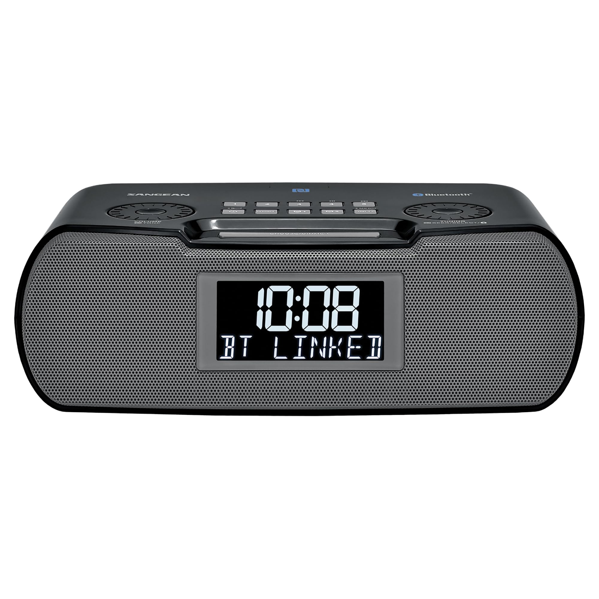 Sangean RCR-20 FM-RDS (RBDS) Am/Bluetooth/Aux-in/USB Cargador de teléfono Digital Tuning Radio Reloj con batería de Respaldo, Negro