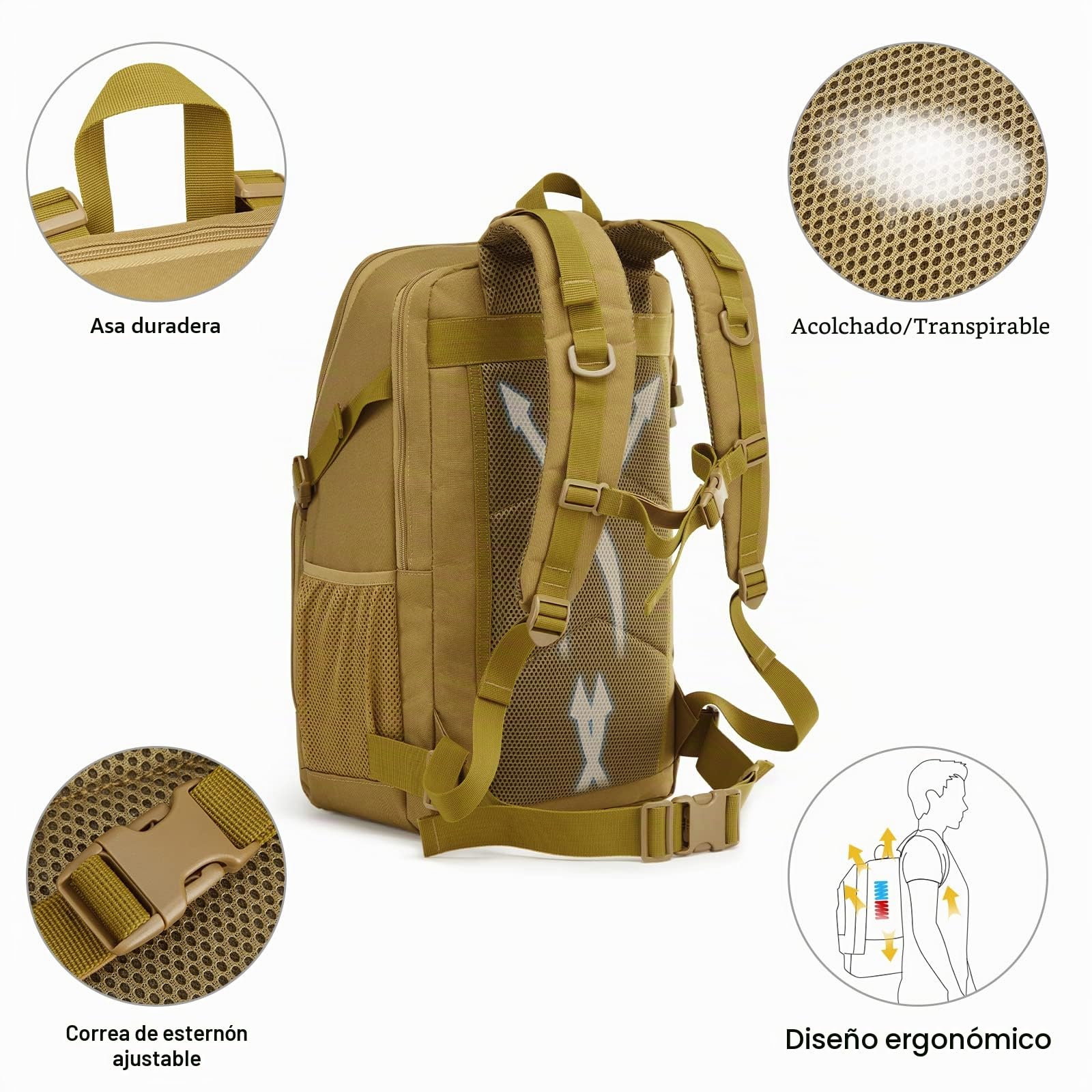 G4Free Mochila táctica militar de 35 l, gran ejército, mochila molle, mochila para actividades al aire libre, senderismo, camping, trekking, caza
