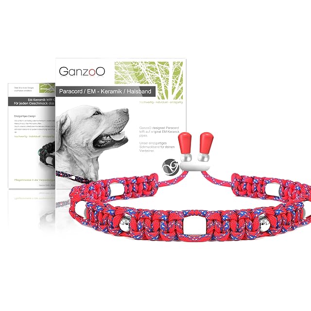 Ganzoo Collar de Adorno para Perro Paracord 550, Trenzado Transpirable con cerámica EM, Color Anemone