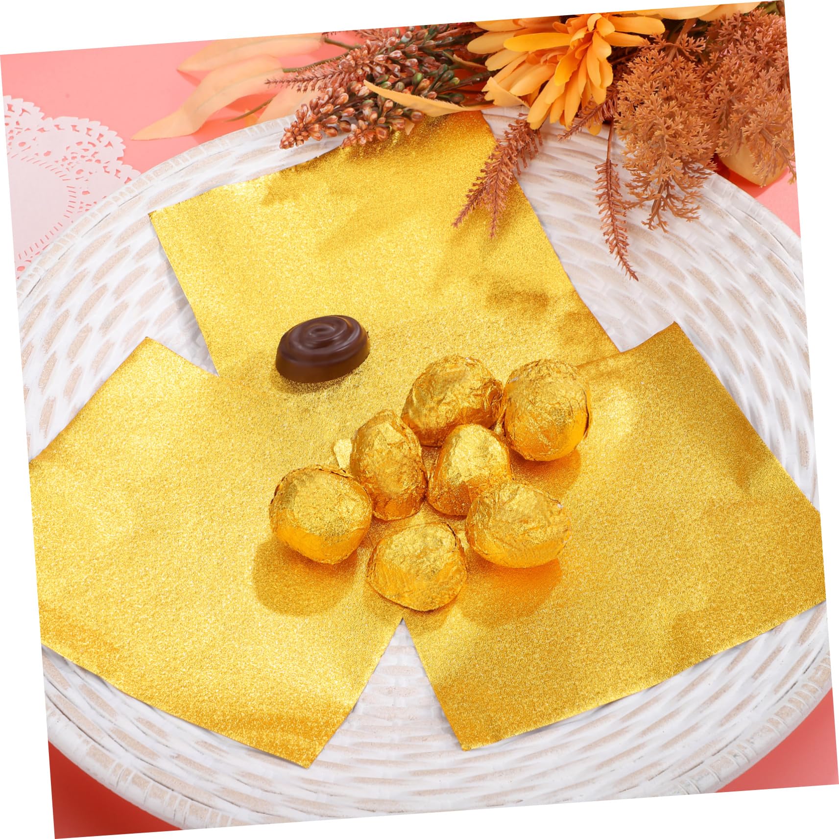 SOLUSTRE Feuilles D’Aluminium Dorées pour Chocolat et Bonbons 200 Pièces