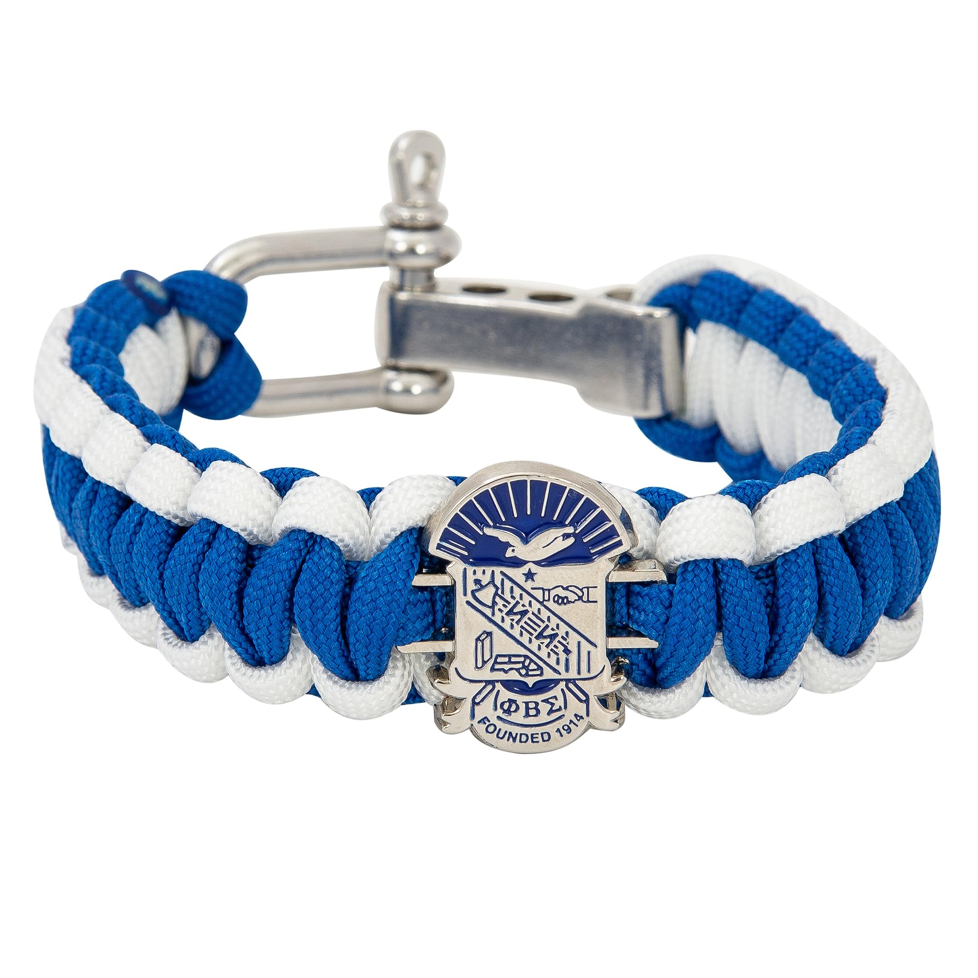 Desert Cactus Phi Beta Sigma Fraternity Silver Crest Paracord Bracelet - Adjustable Size (Silver Paracord)
