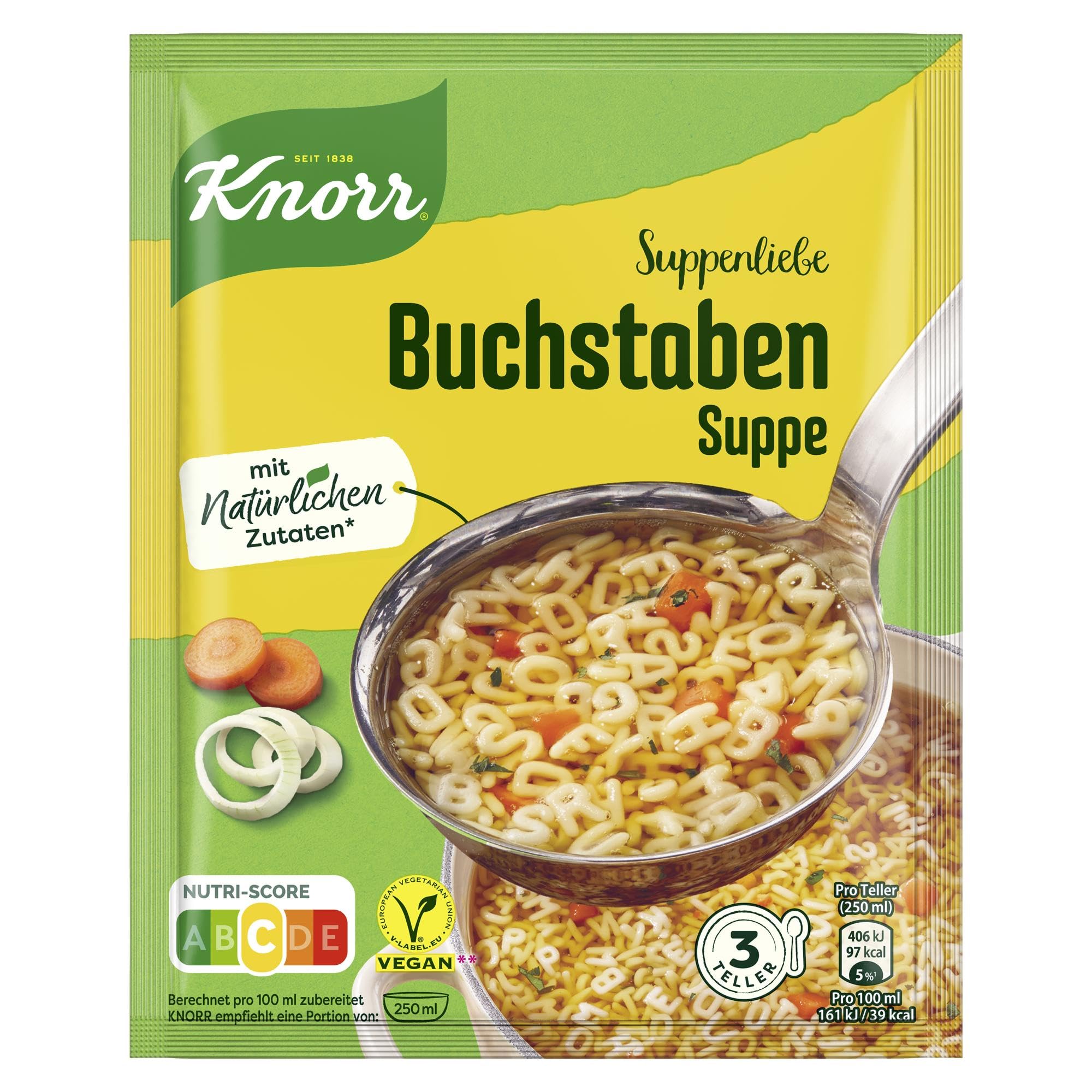 Knorr Suppenliebe Buchstaben Suppe leckere Nudelsuppe mit natürlichen Zutaten 3 Teller 14 x 82g