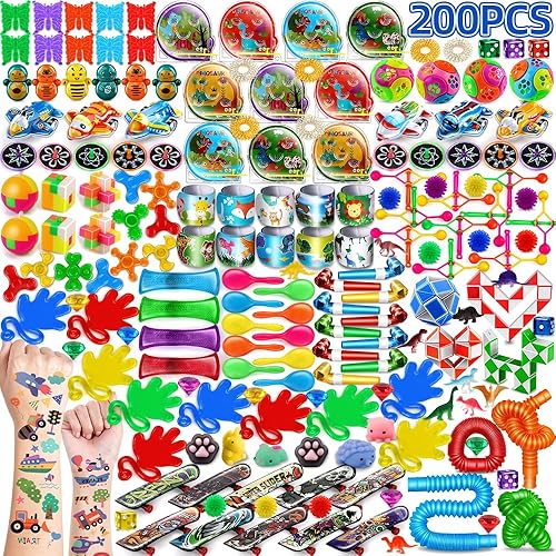 nicknack 200PCS Party Favors Kids Goodie Bag Fillers Toy Assortment Party Prizes Box for Classroom Treasure Prizes box Toys Small Fidget Toy Gifts