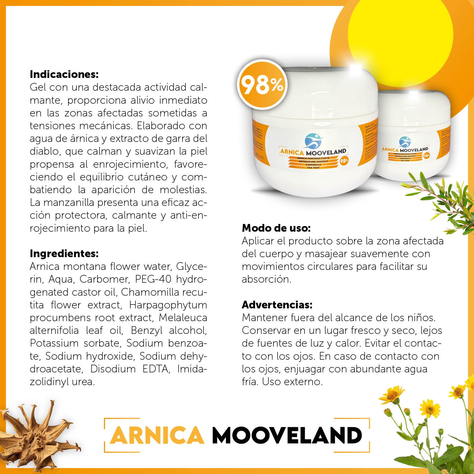 Arnica para caballos de uso humano, Gel de arnica fuerte, Arnica y garra del diablo, Biogel super concentrado de acción rápida, Gel antiinflamatoria natural, Gel 500 ml