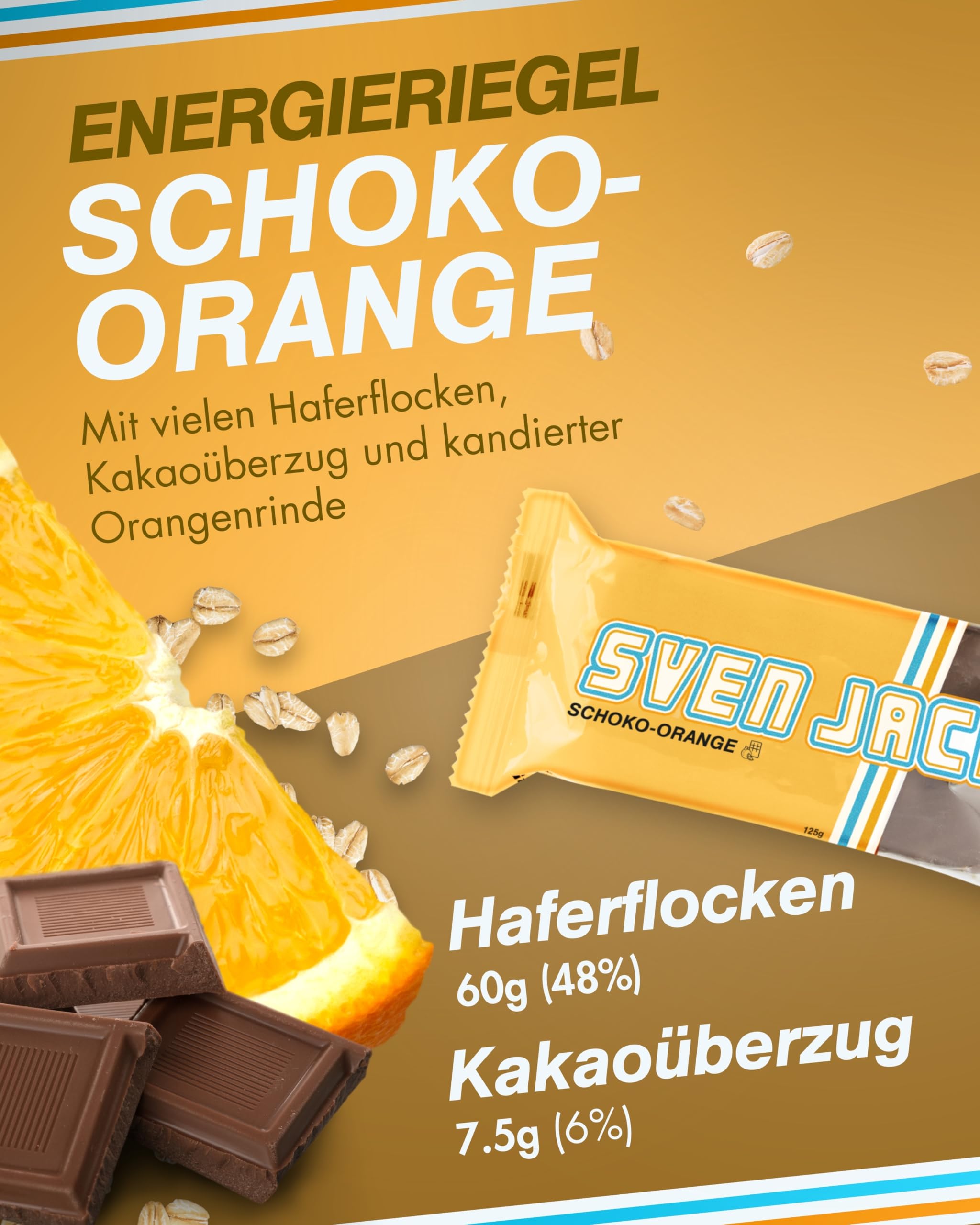 Sven Jack (Energy Cake) – Schoko-Orange - Haferflocken Riegel mit langkettigen Kohlenhydraten, weniger Zucker & einzigartigem Geschmack – original Flapjack & Oat Meal Snack