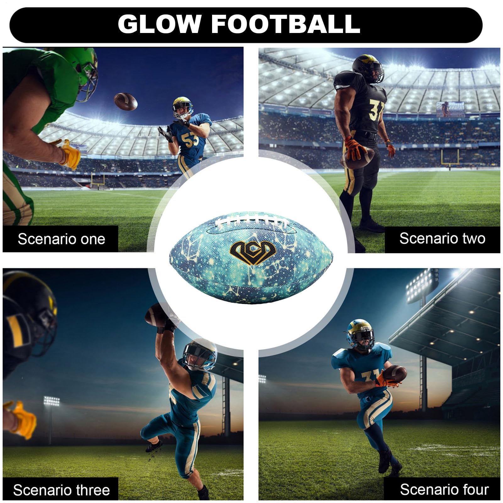 Pallone da calcio luminoso, pallone da calcio luminoso, misura 6/9, pallone da calcio junior luminoso super grip | calcio sportivo a doppio laccio, palla illuminata in pelle PU impermeabile