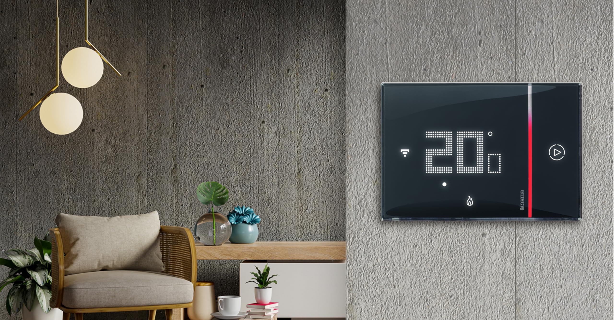 Bticino XG8002E New Smarther2 Thermostat avec Netatmo Noir Contrôle de la température domestique Télécommande encastrable 2 brins