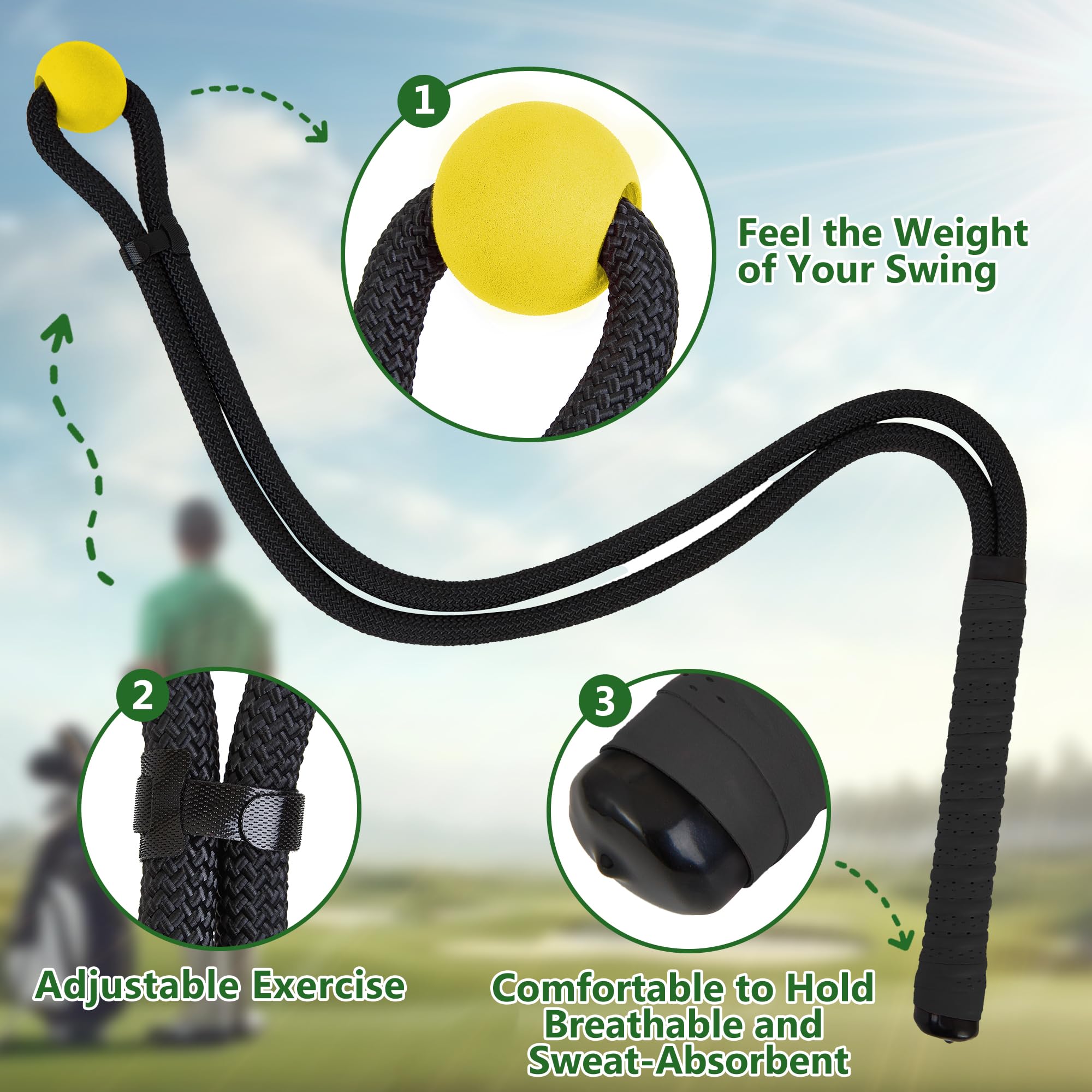 Cuerda de entrenamiento de swing de golf: entrenamiento de velocidad y potencia – cuerda de club para interiores, práctica de postura, cuerda de retraso de golf, equipo de entrenamiento de columpio,