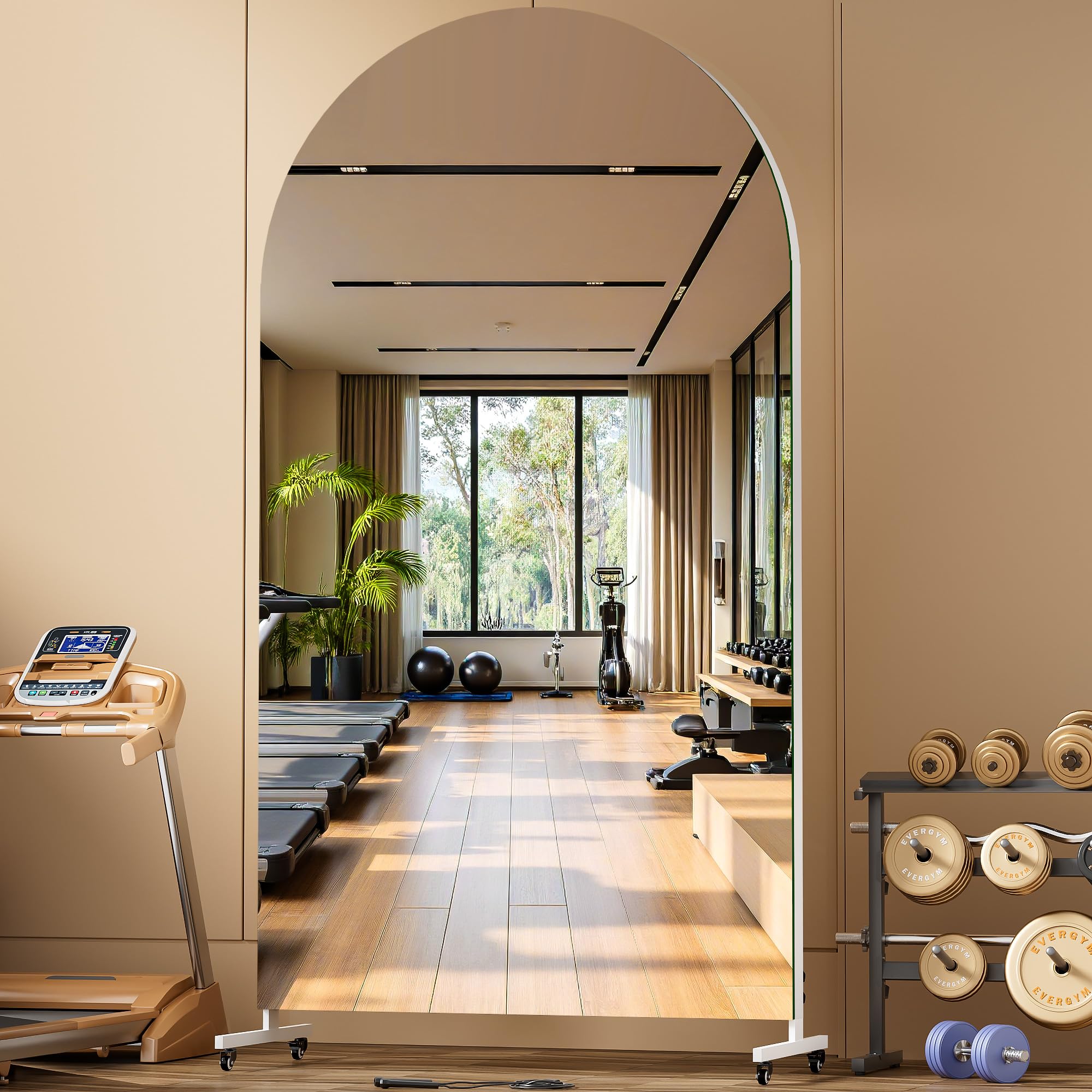 Photo 1 of Hasipu 79" x 40" Arched Full Length Mirror on Wheels