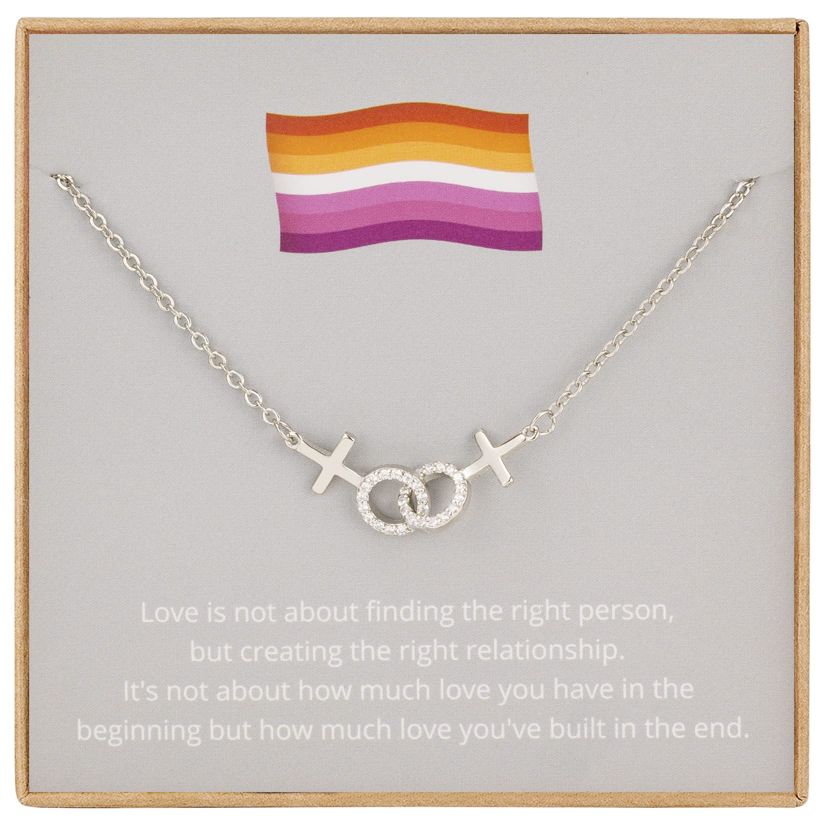 Lesbian Pride Gifts Lesbian Necklace LGBT Pride Necklace Gifts Rhinestone Silver Necklaces