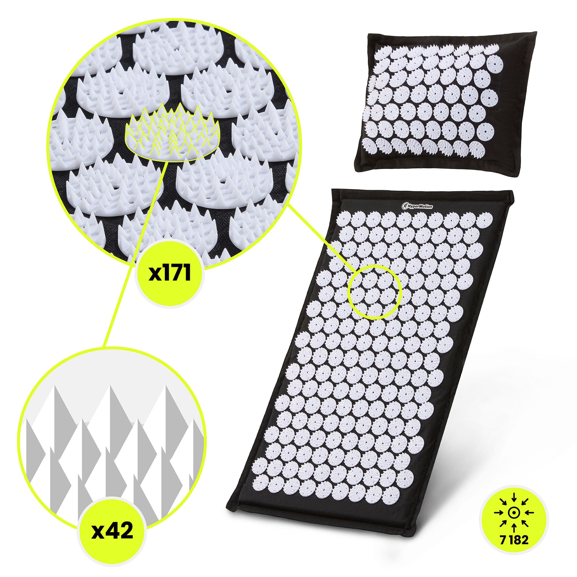 Hypermotion Tapis Acupression ECO, Tapis Champ de Fleurs 3-en-1 en Lin, Fibre de Coco et Sarrasin - Soulage Mal de Dos, Nuque et Tensions Musculaires - Naturel et Respirant - 7 182 Points de Pression