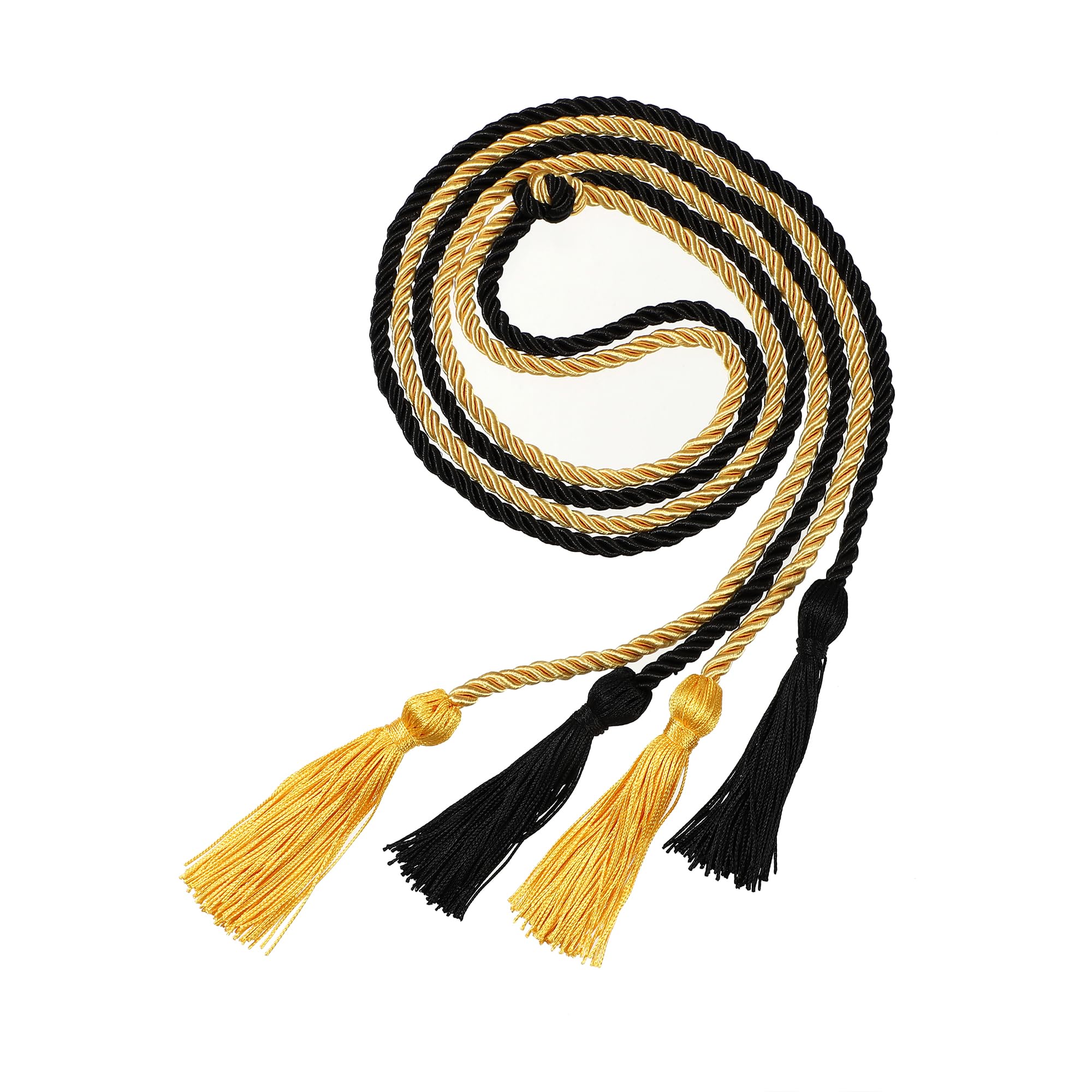 Graduation Double Honor Cords with Tassel, 68" Long (Black+Gold)