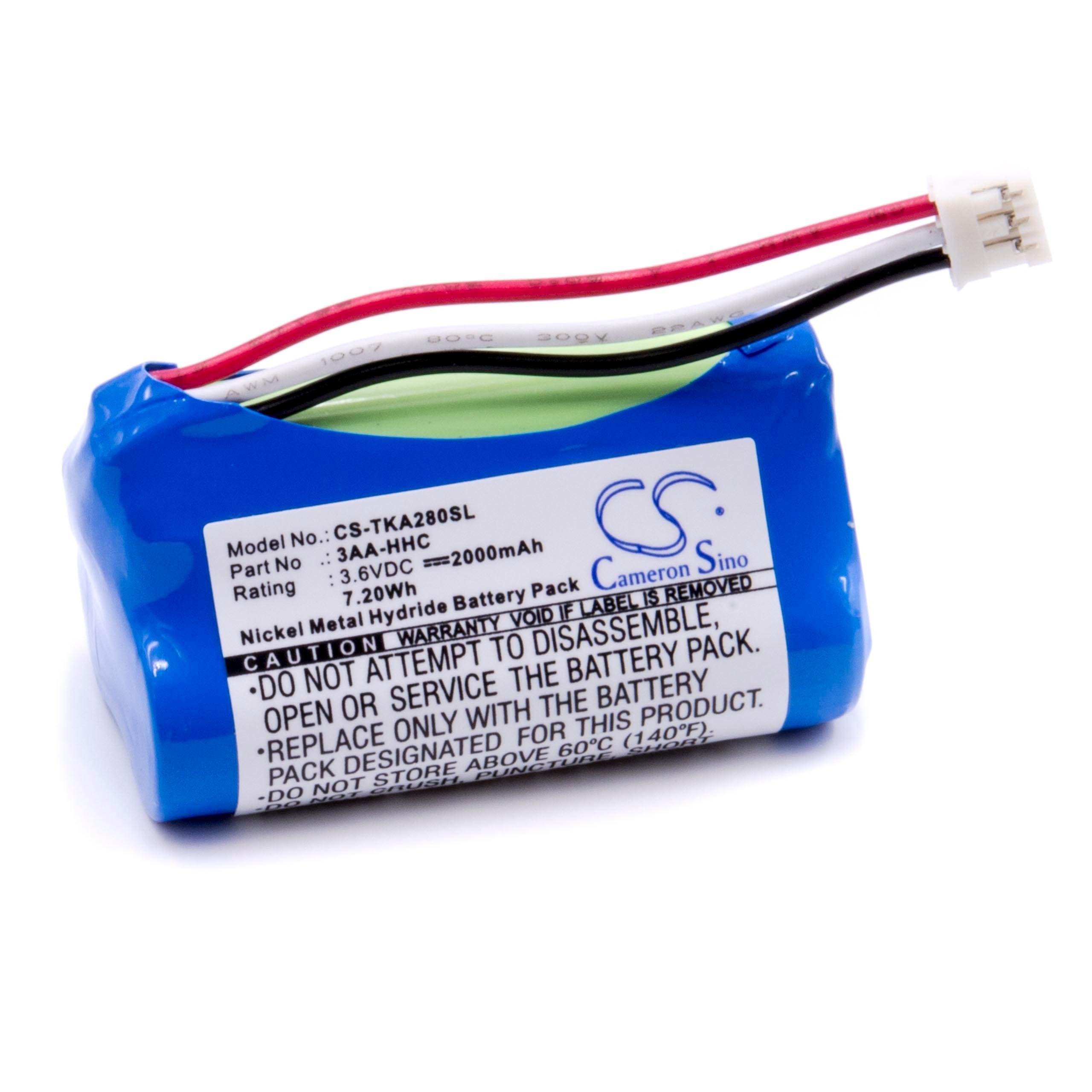 Battery compatible with TDK Life on Record A28, A28 Trek Flex Loudspeaker (2000mAh, 3.6 V, NiMH) - Replacement for 3AA-HHC