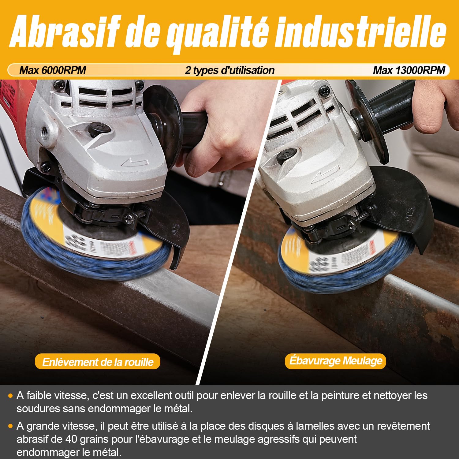 CSD Disques de Nettoyage - 115 x 22 mm Disque Meuleuse Pour Traitement de Surface Peinture Disque Abrasif pour Meuleuse D'angle- Lot de 6