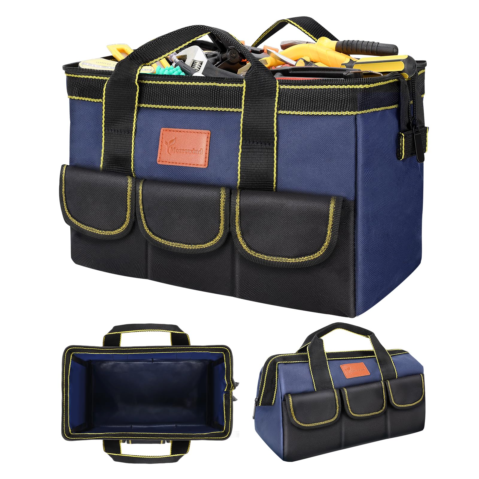 MORROWIND 12-Inch Tool Bag with Waterproof Hard Bottom Durable Wide Mouth Tote Tool Organizer with Multiple Pockets for