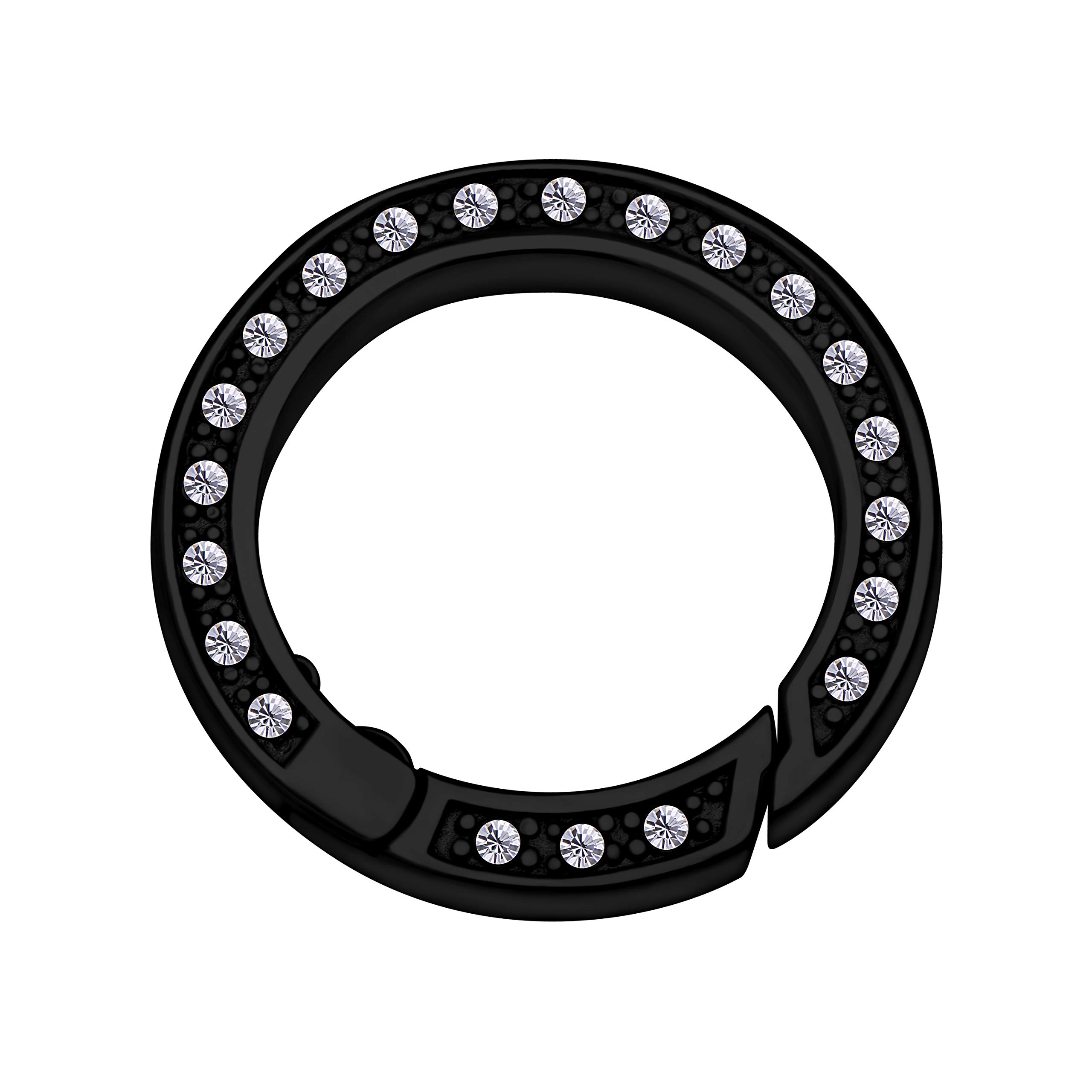 QuigesClip Ring Carrier Stainless Steel Connection Ring with Crystal Zirconia 22 mm for Chain and Coin Pendant