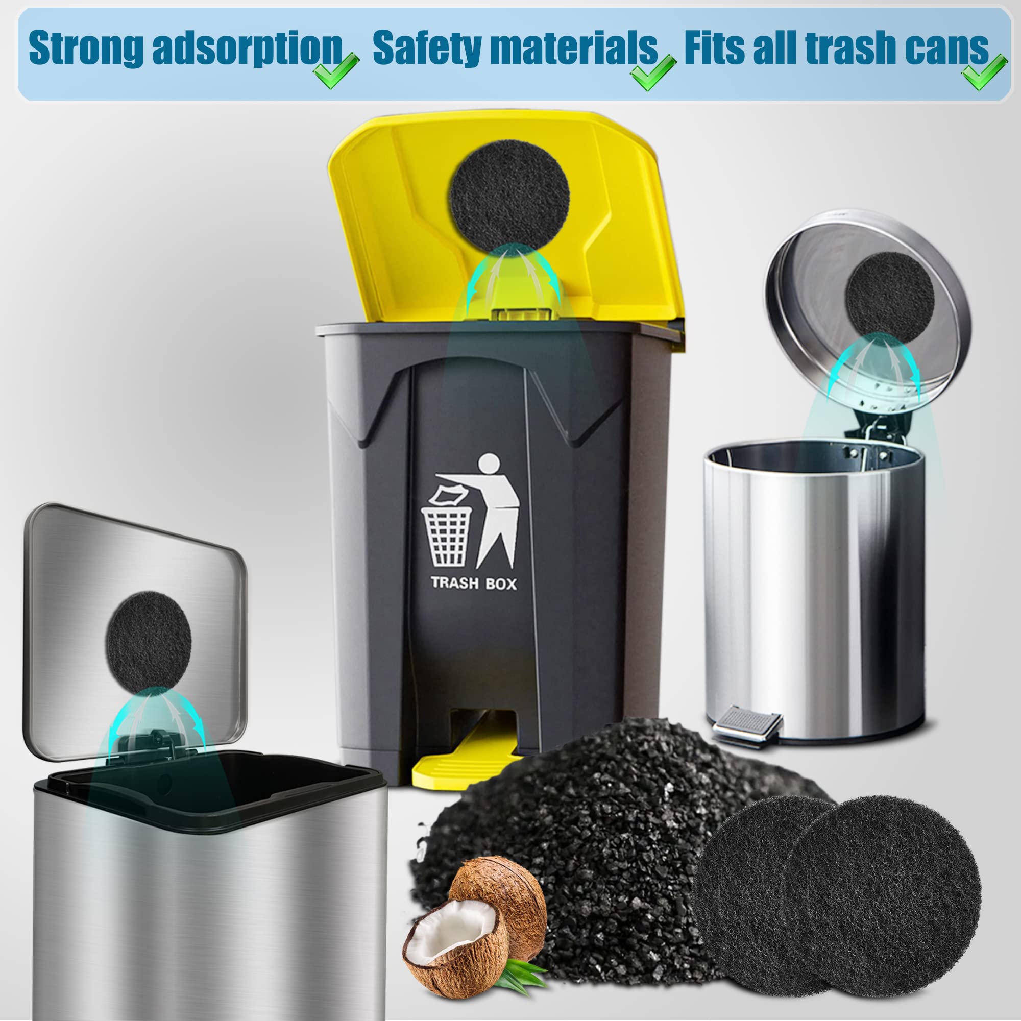 Lot de 12 filtres universels Absorbant Les odeurs, désodorisant au Charbon Actif pour poubelles, seaux à Compost, comptoir et bacs de Recyclage (Ronds)