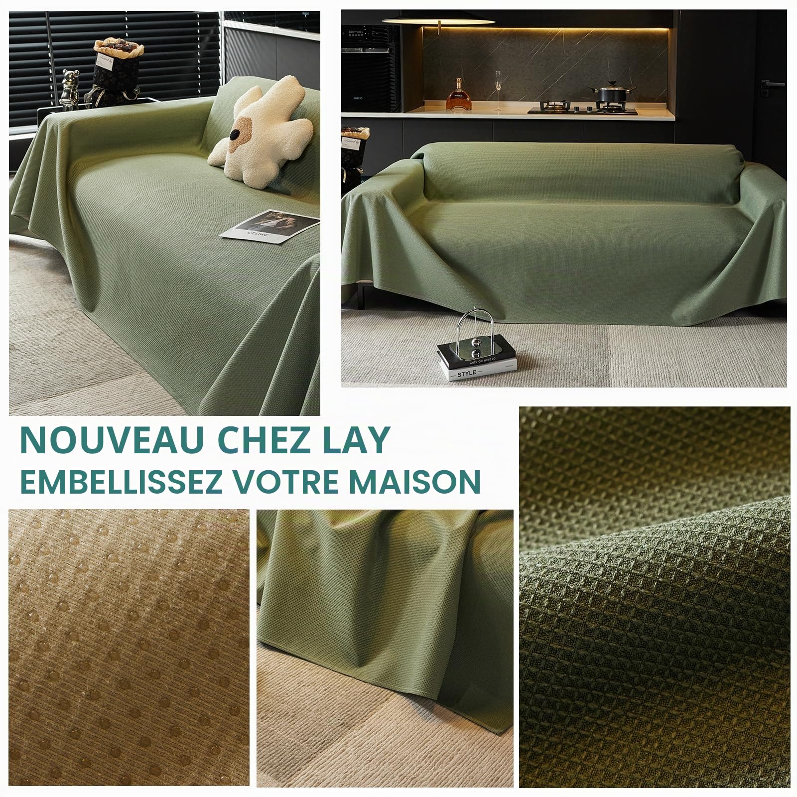 Housse De Canapé Imperméable Et Antidérapante, Protection Pour Canapé, Couverture Magnétique Pour Canapé Chien 190 X 150 Cm - Vert Matcha