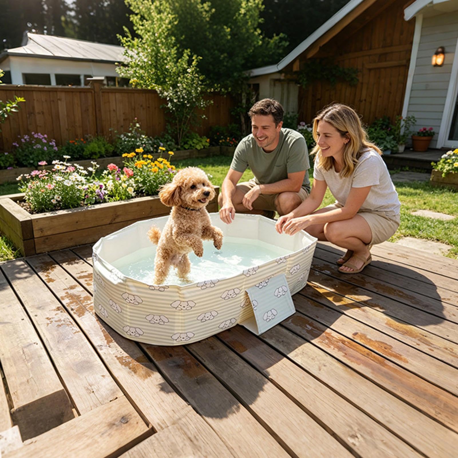 Piscina De Chapoteo Para Perros Plegable Antideslizante Portátil Bañera de