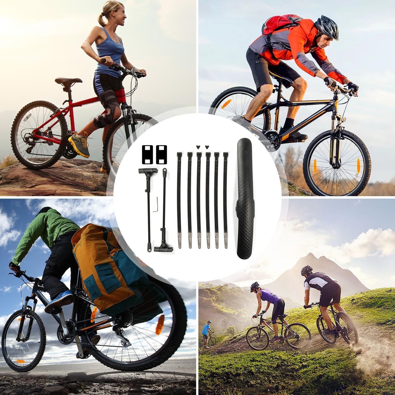 Ensemble De Garde-Boue De Vélo Pliable Et Réglable Avant Et Arrière Pour Vtt, Ensemble De Garde