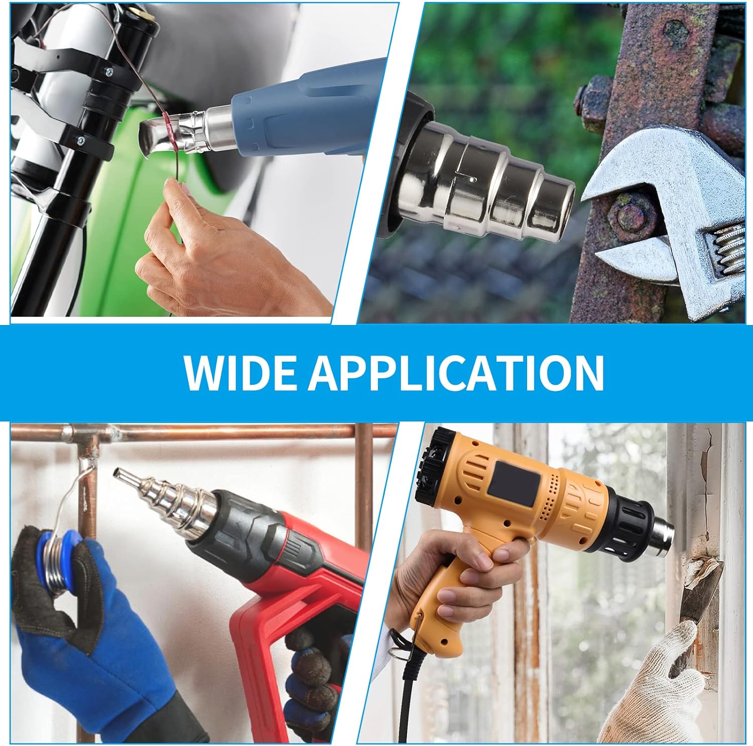 4 Pcs Heat Gun Nozzles Kit, Stainless Steel Reflector Heat Resisting Nozzles Gun Accessory Replacement for Hot Air Gun Soldering Station Nozzle Tool