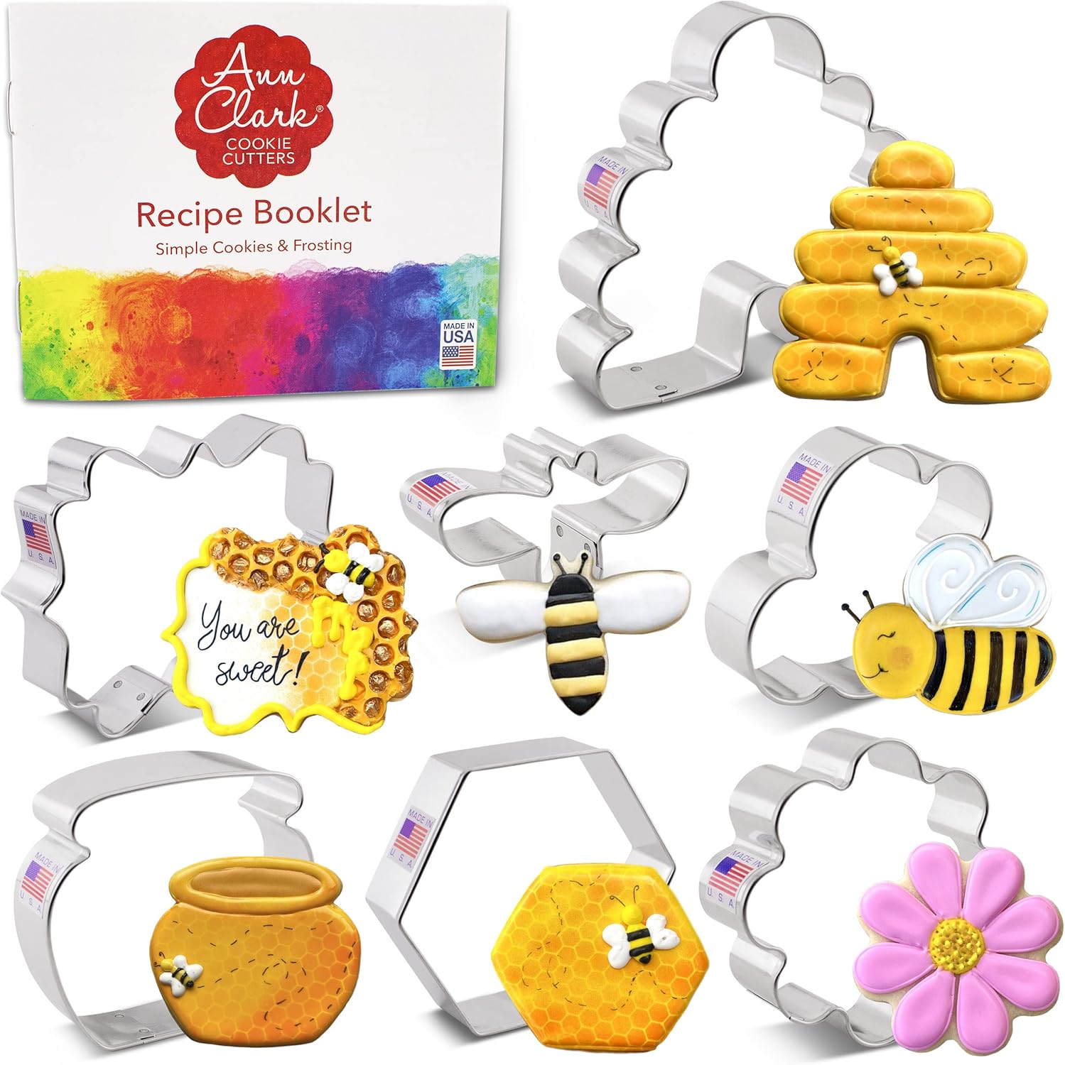 Bee Cookie Cutters 7Pc. Set Made in the USA by Ann Clark