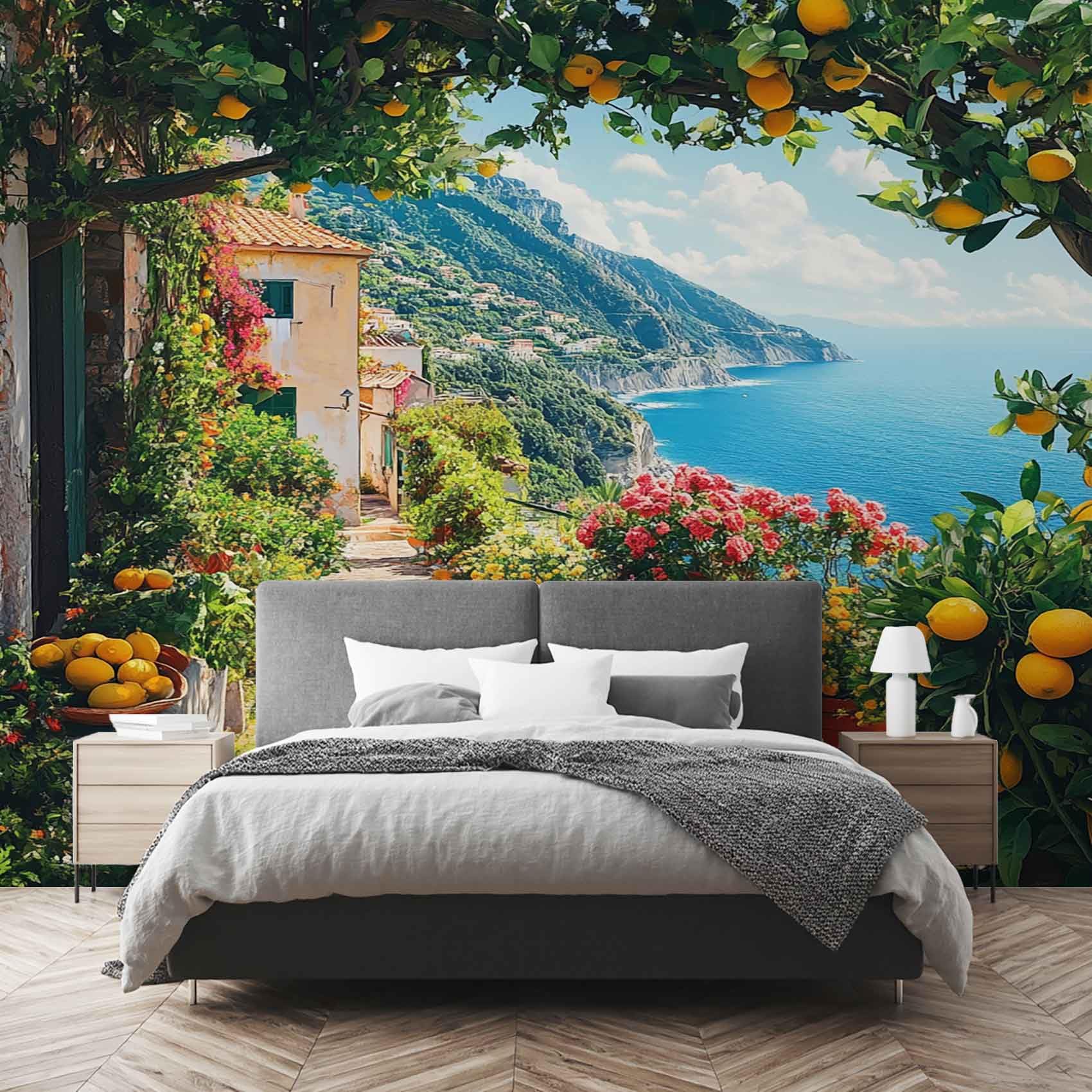 Amazon.com: MazoAzuria Italian Amalfi Coast Mural, European Town