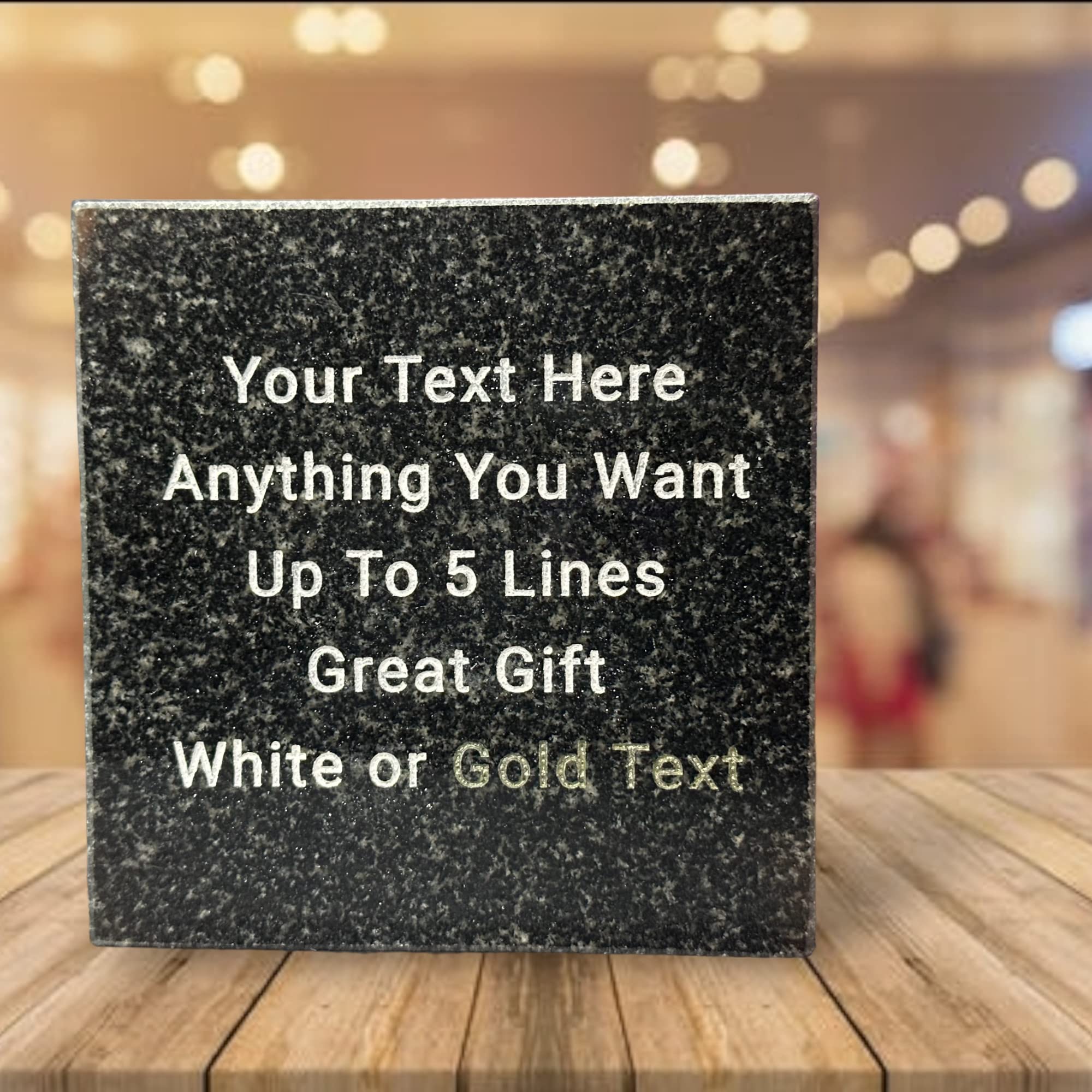 Cgm Clips Uk Grey Personalised Engraved Square Granite Coaster - Any Engraving - Hand Finished In Uk