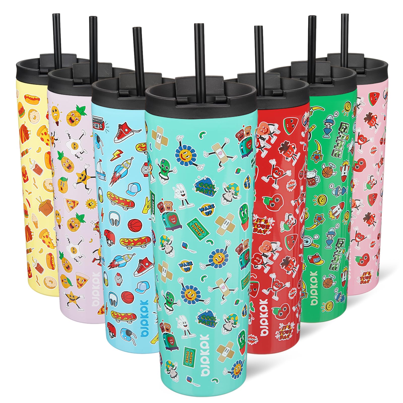 BJPKPK 30 oz Coffee Tumbler with Straw, Insulated Stainless Steel Cup
