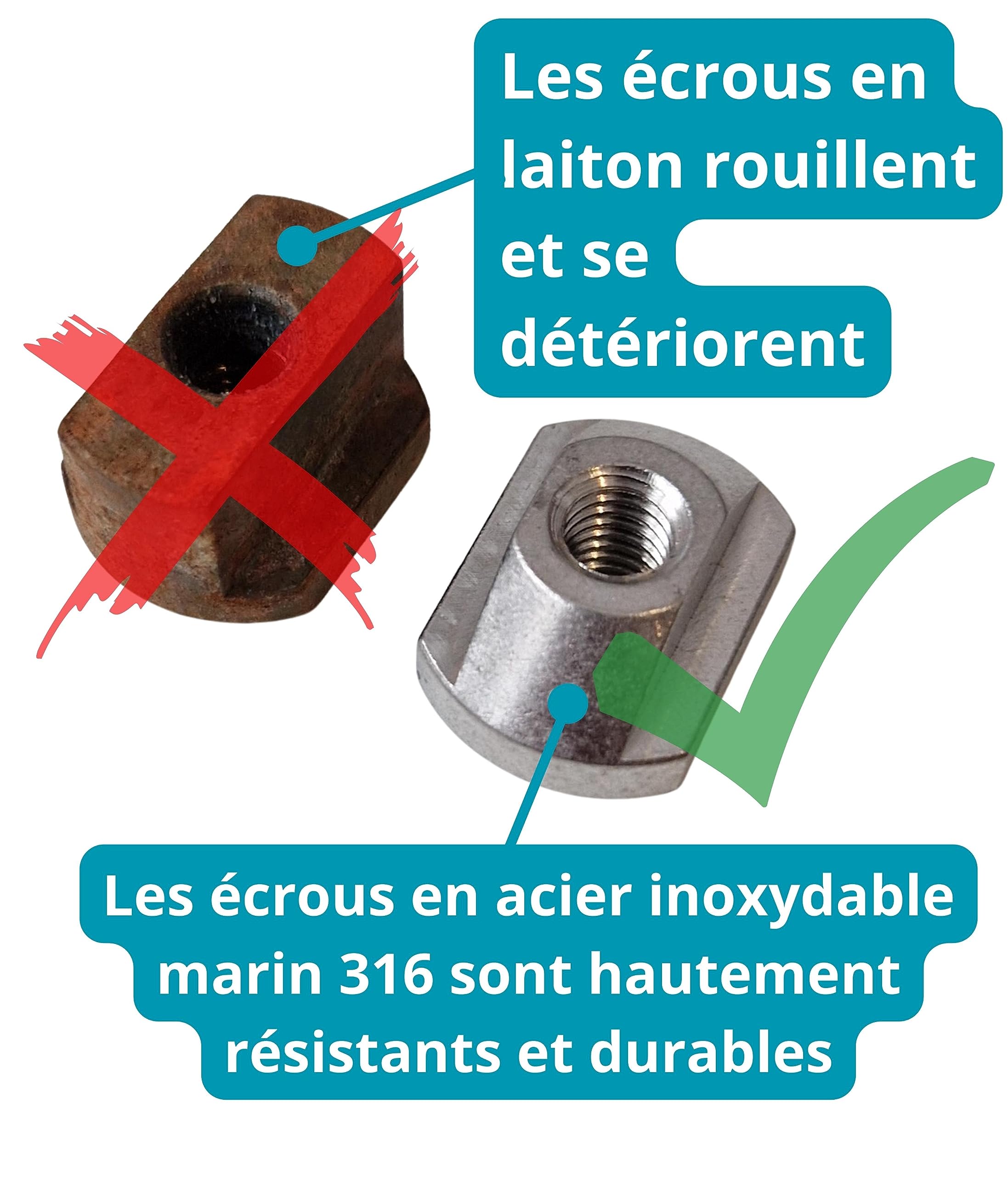Écrous et vis Torx pour Wingfoil, Hydrofoil, Surfoil en Acier Inoxydable de qualité Marine