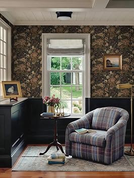 Vintage Peel and Stick Wallpaper Dark Blue Floral Contact Paper 16.1x78.7 Retro Victorian Dark Academia Wallpaper for Bedroom Moody Cottage Core Wall Paper Removable Waterproof Vinyl Roll