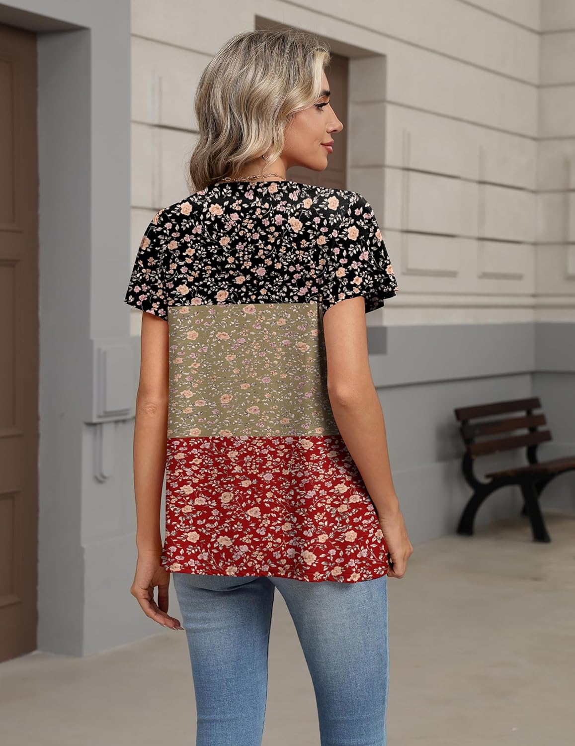 Zeagoo Women Tops Summer Ruffle Short Sleeve Shirts V Neck T Shirts Pleated Tunic Tops Work Blouses Business Outfits - Image 6