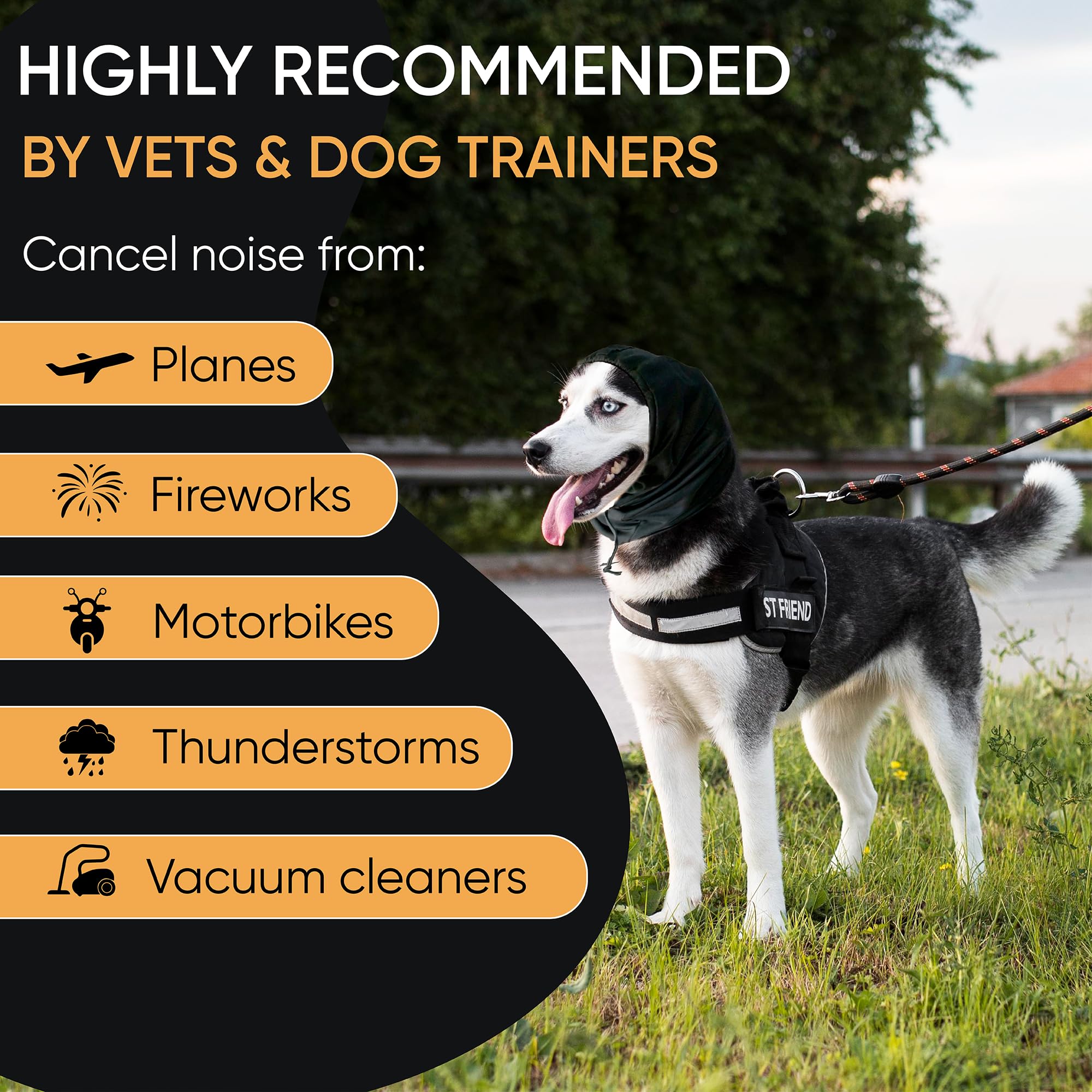 CHOMIN PRO Calming Hoodie for Dogs, 29dB NRR Noise Protection (Size L), Noise Cancelling Headphones for Dogs, Dog Ear Protection from Thunder, Fireworks, Vacuums
